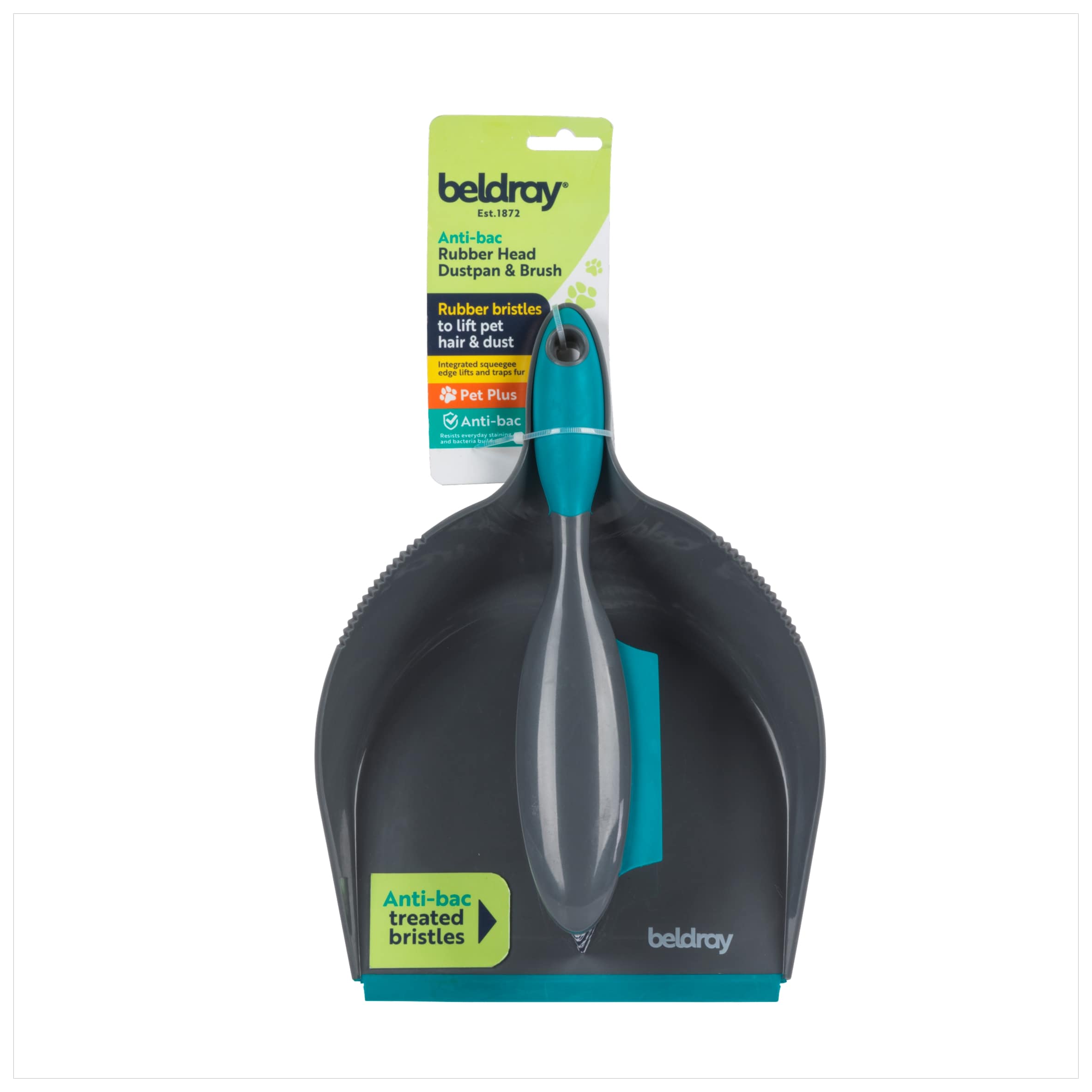 Beldray Pet Plus Anti Bac Rubber Dustpan & Brush