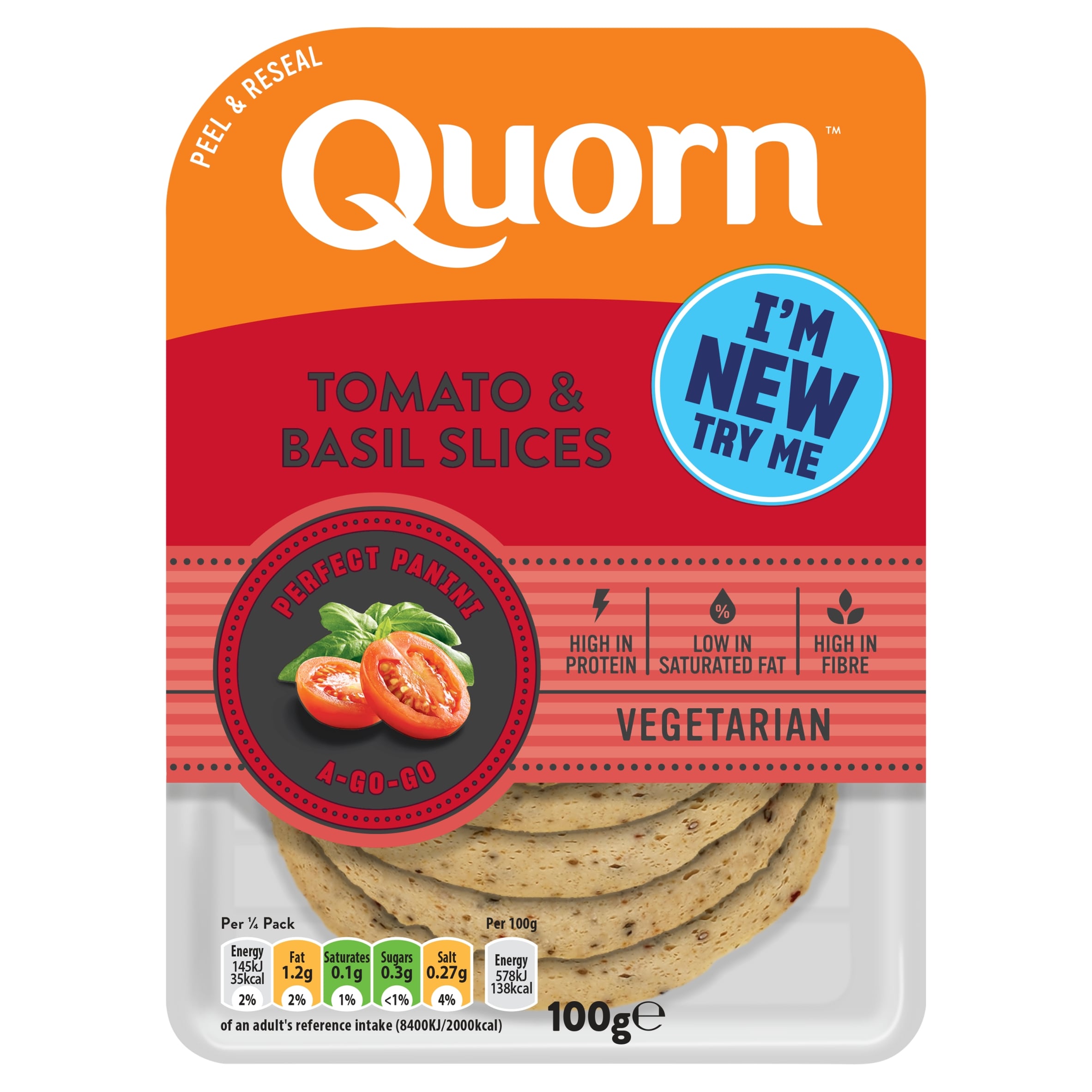 Quorn Tomato & Basil Slices 100g
