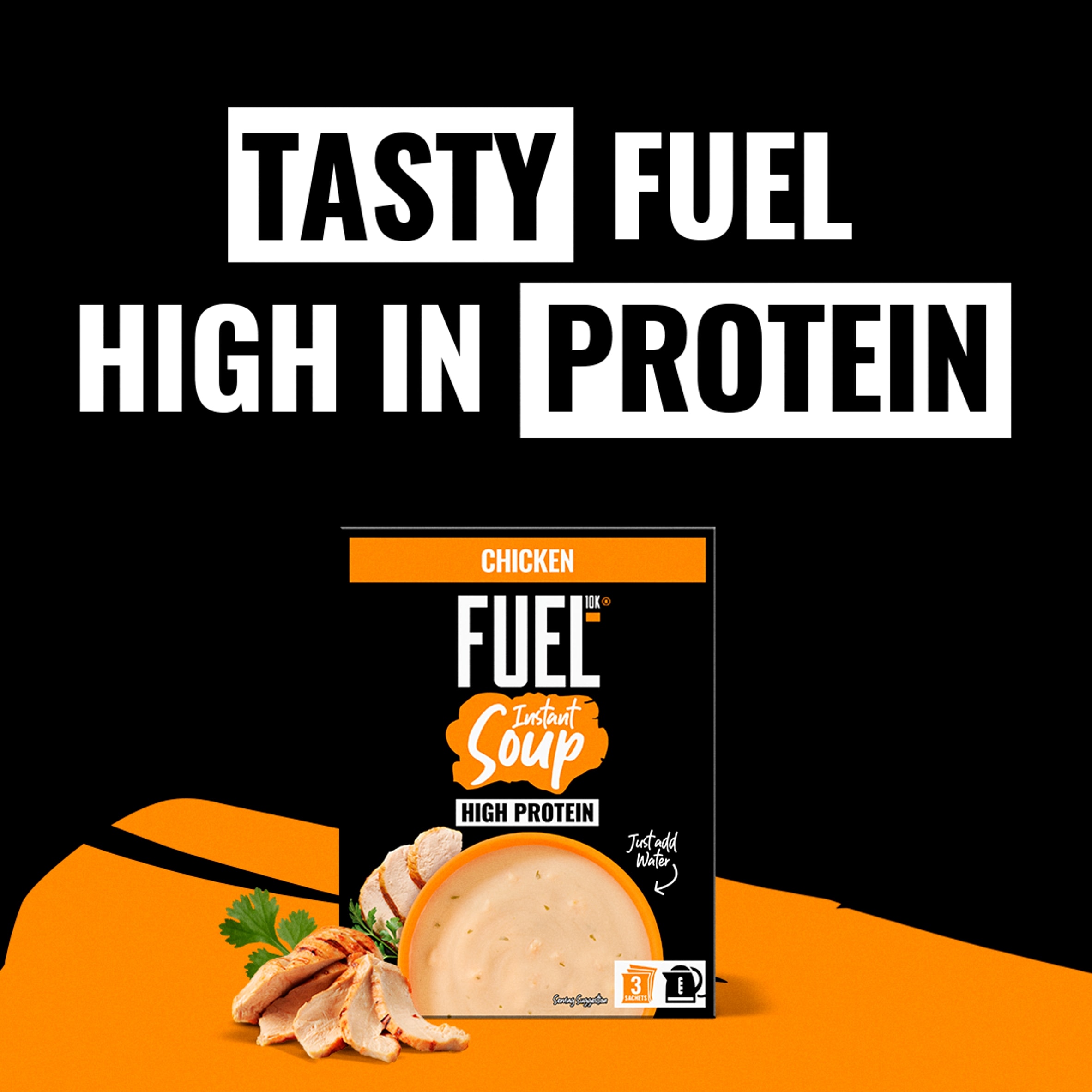 FUEL10K High Protein Tomato Instant Cup Soup 3 Packet 88g thumbnail 2