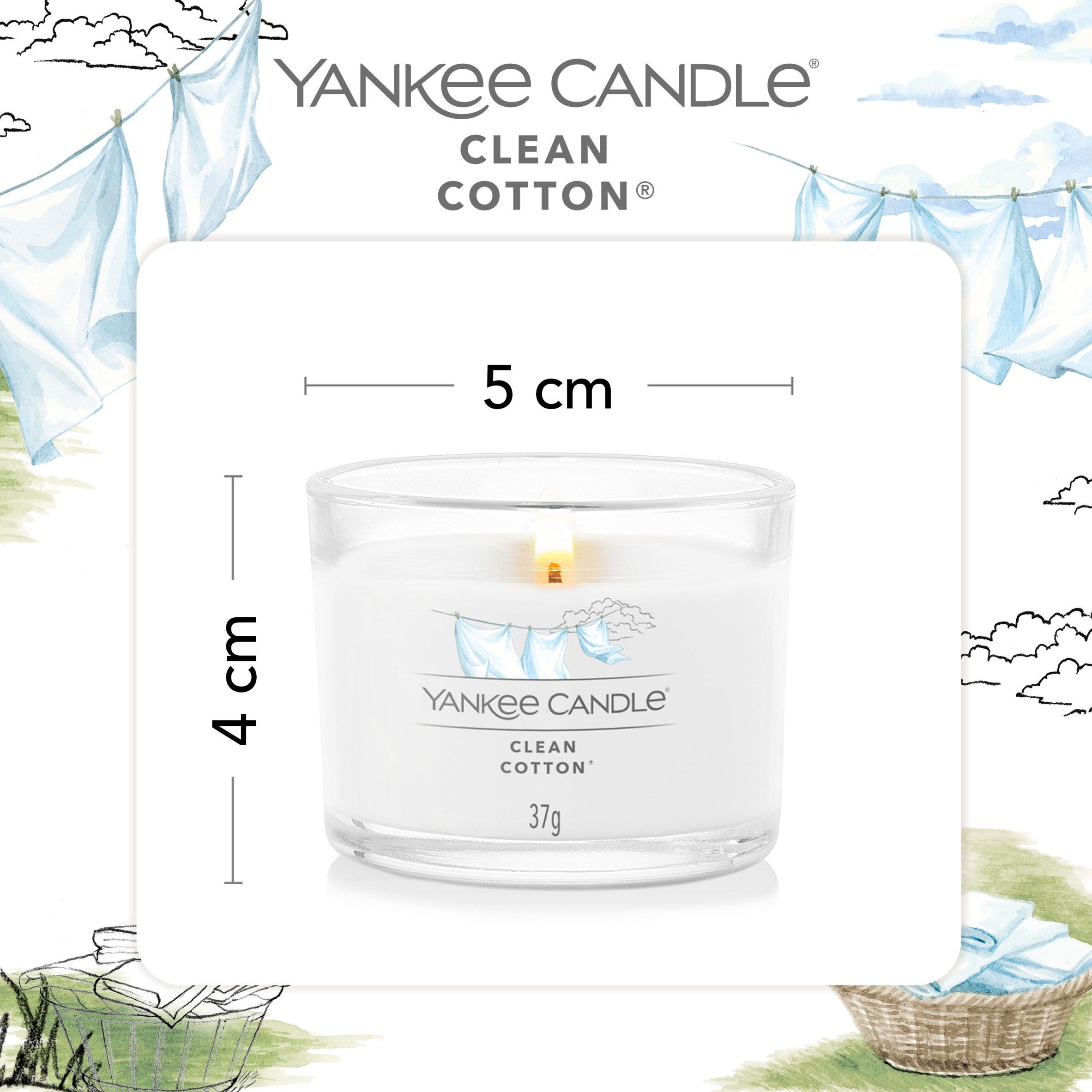 Yankee Signature Clean Cotton Votive Candle 37g thumbnail 2