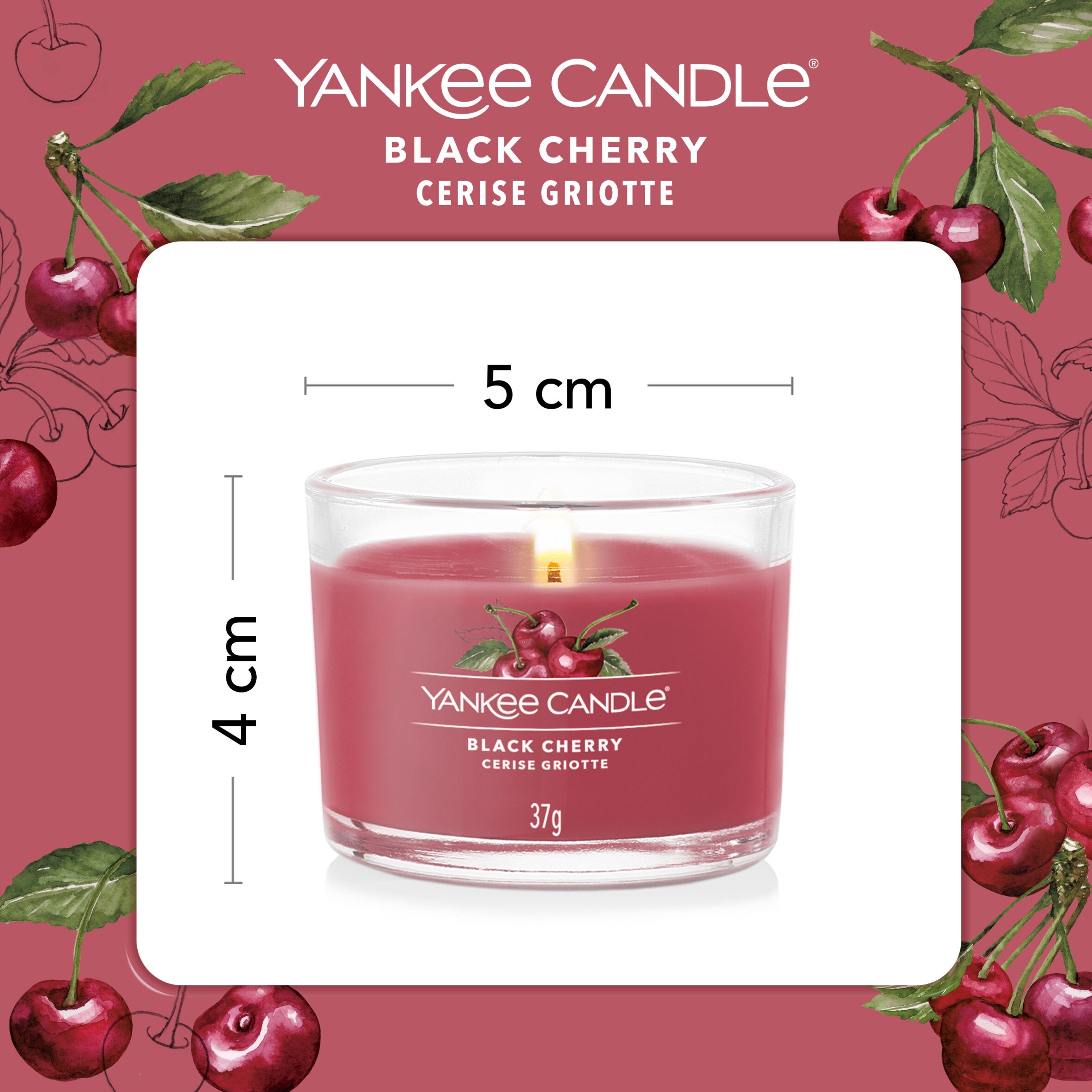Yankee Signature Black Cherry Votive Candle 37g thumbnail 2