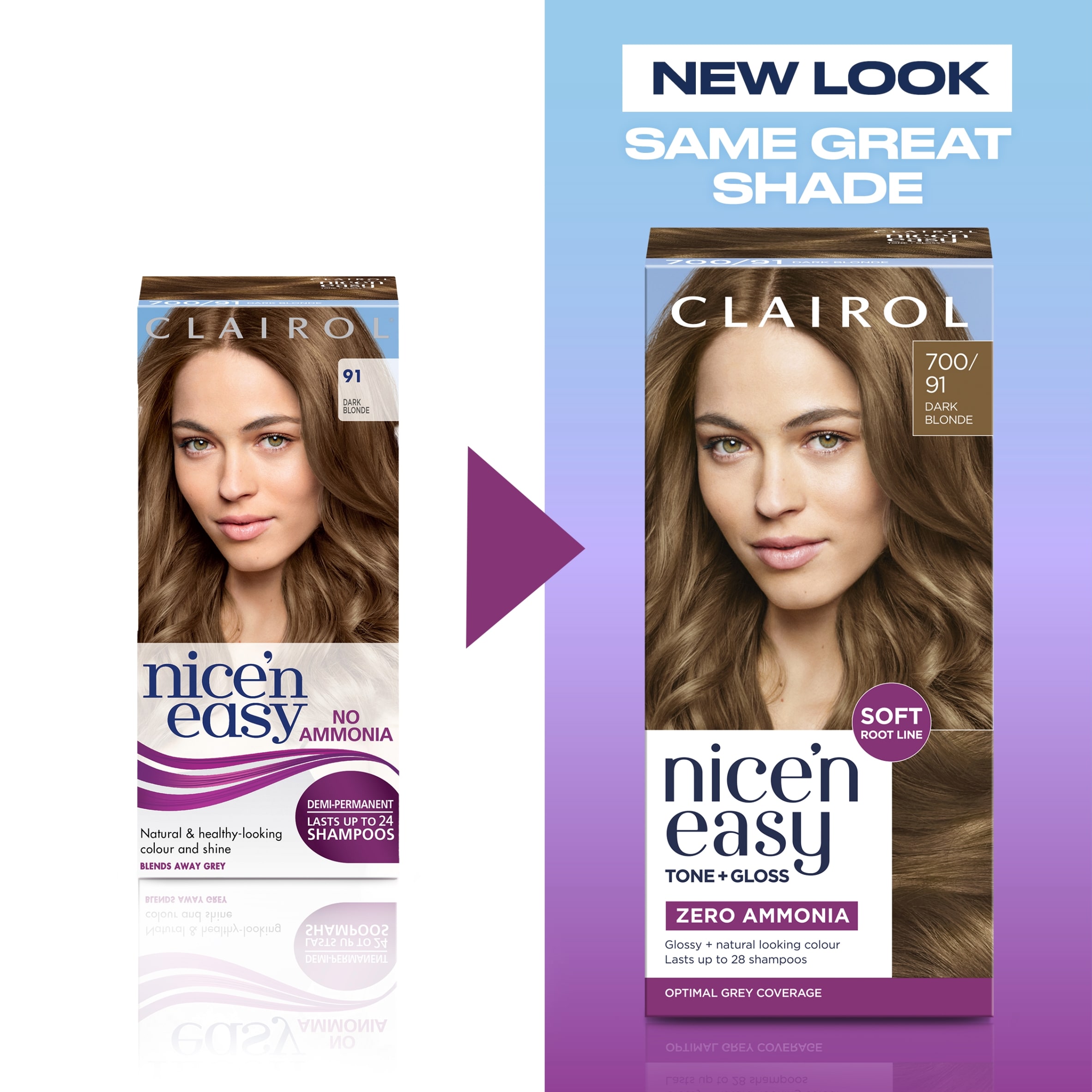 CLAIROL NICE'N EASY TONE+GLOSS SEMI PERMANENT HAIR DYE - 700/91 DARK BLONDE thumbnail 2