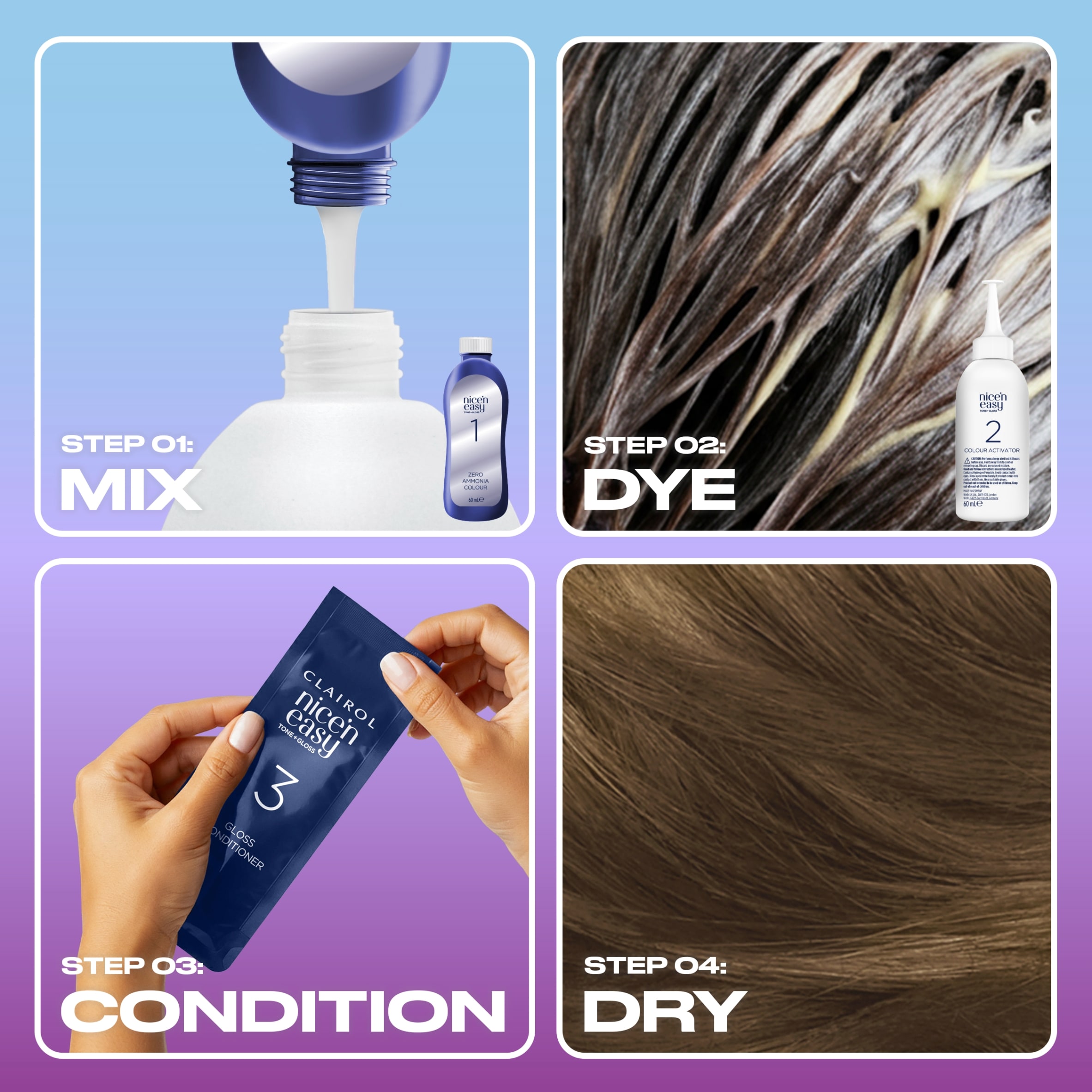 CLAIROL NICE'N EASY TONE+GLOSS SEMI PERMANENT HAIR DYE - 700/91 DARK BLONDE thumbnail 5