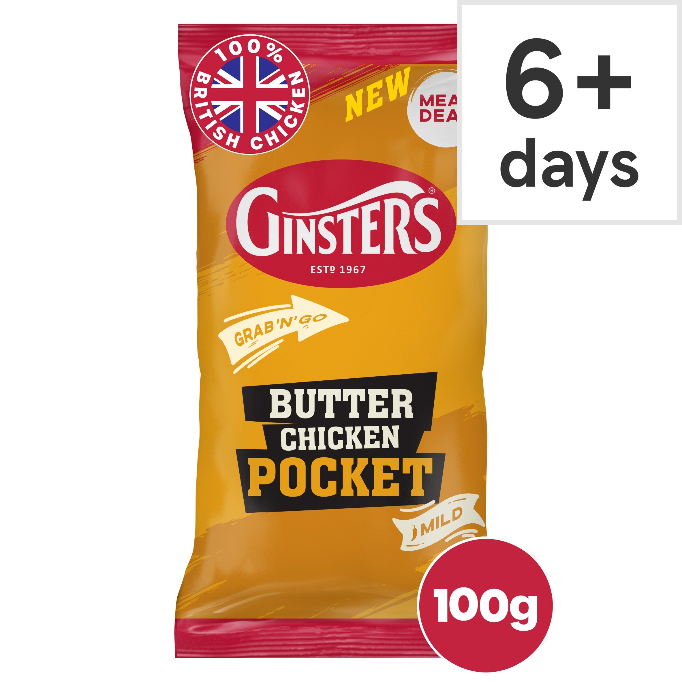 GINSTERS BUTTER CHICKEN POCKET 100G