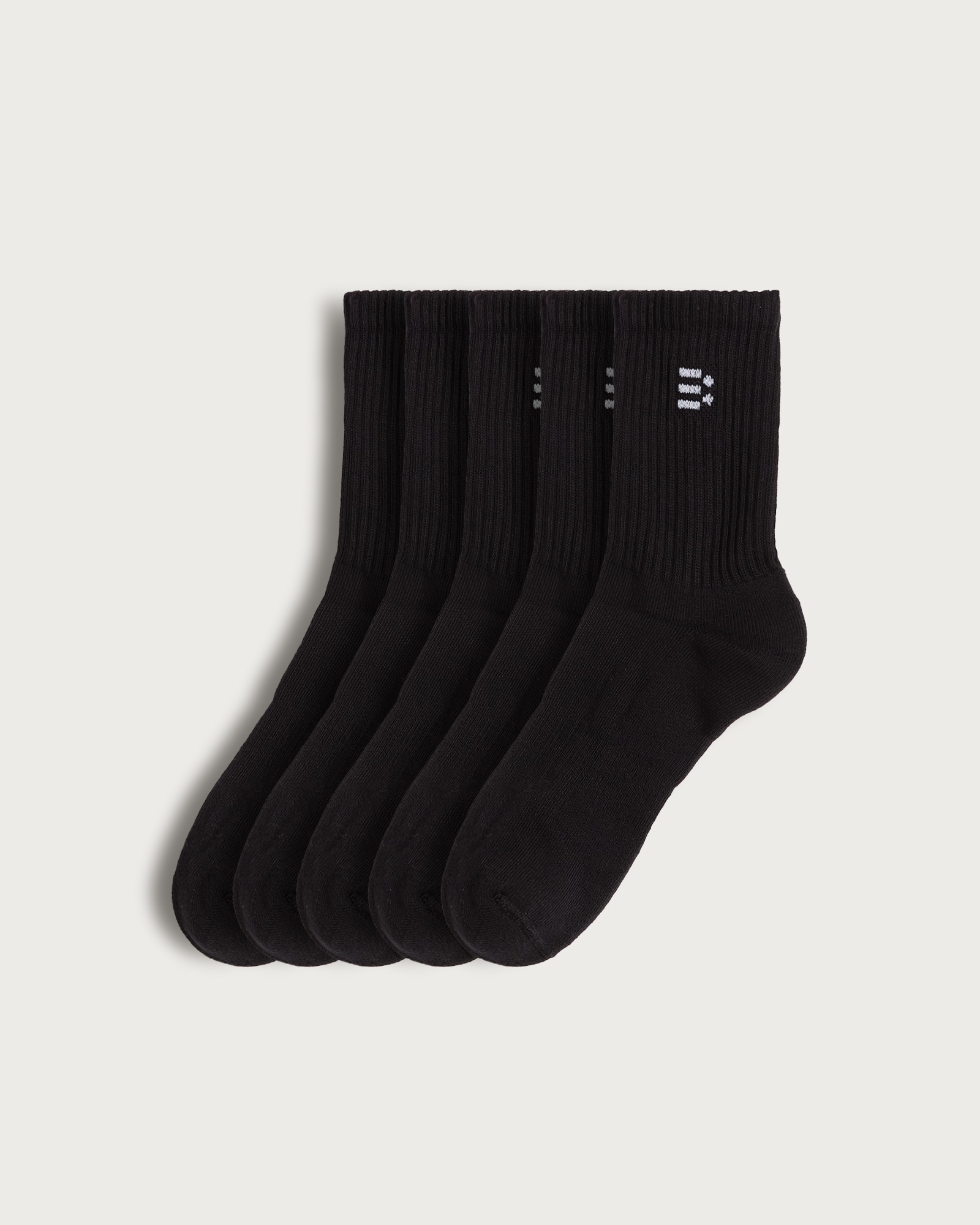 F&F Active 5-Pack Cotton Rich Ribbed Ankle Sports Socks in Black