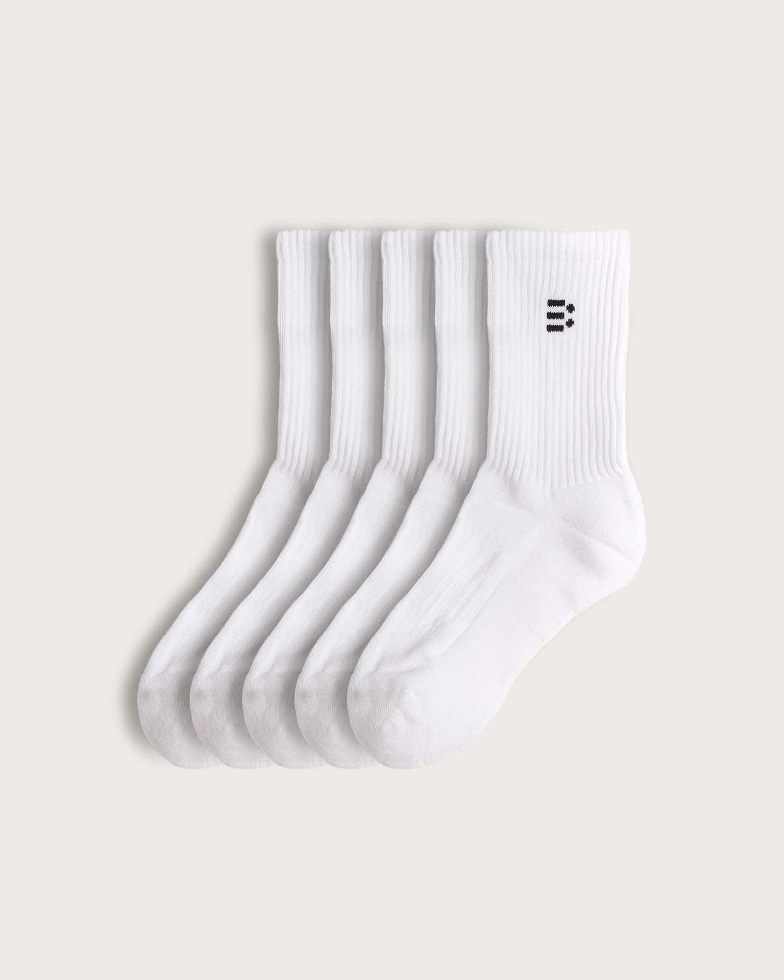 F&F Active 5-Pack Cotton Rich Ribbed Ankle Sports Socks in White