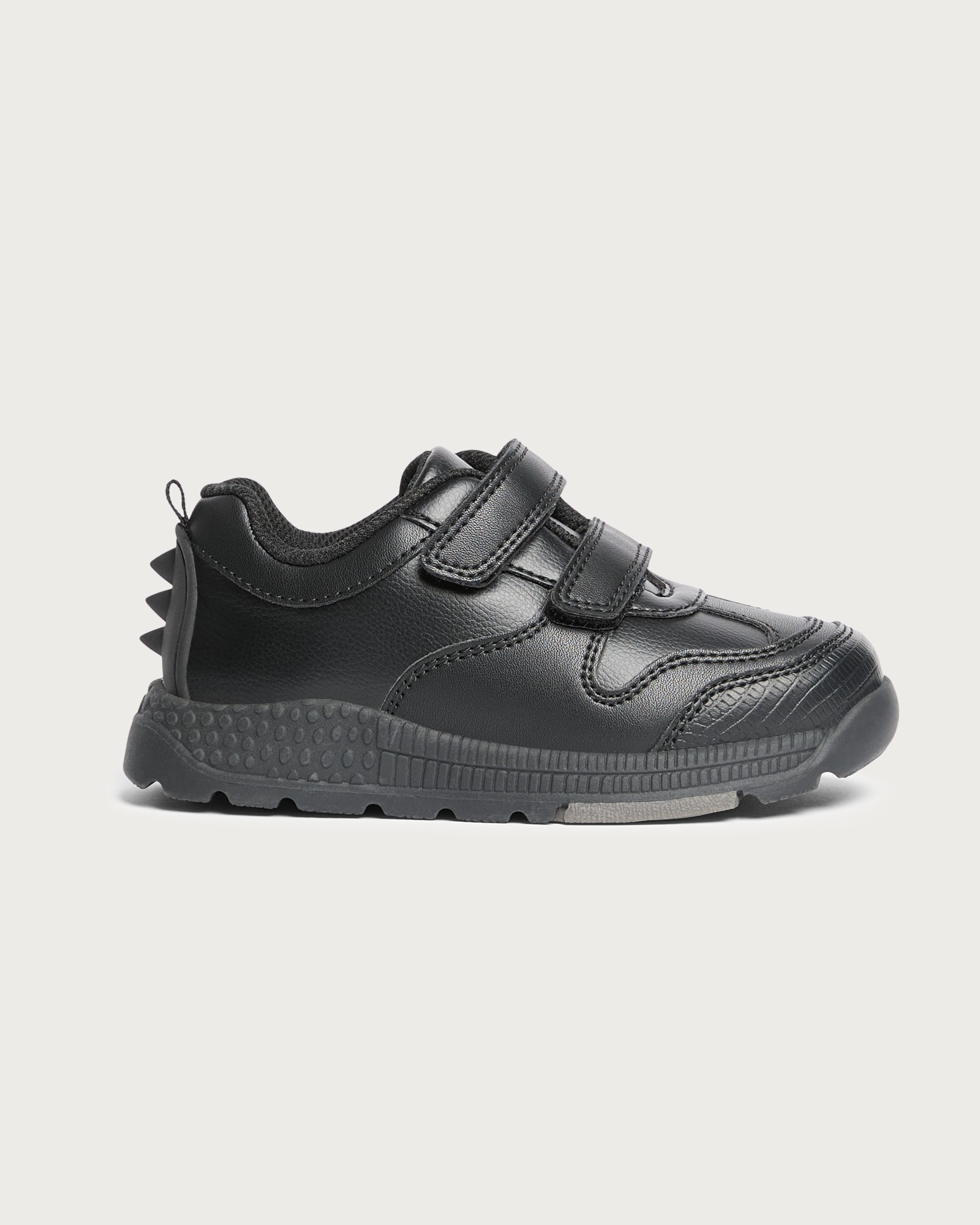 F&F School Boys Dinosaur Spike Double Strap Trainers in Black