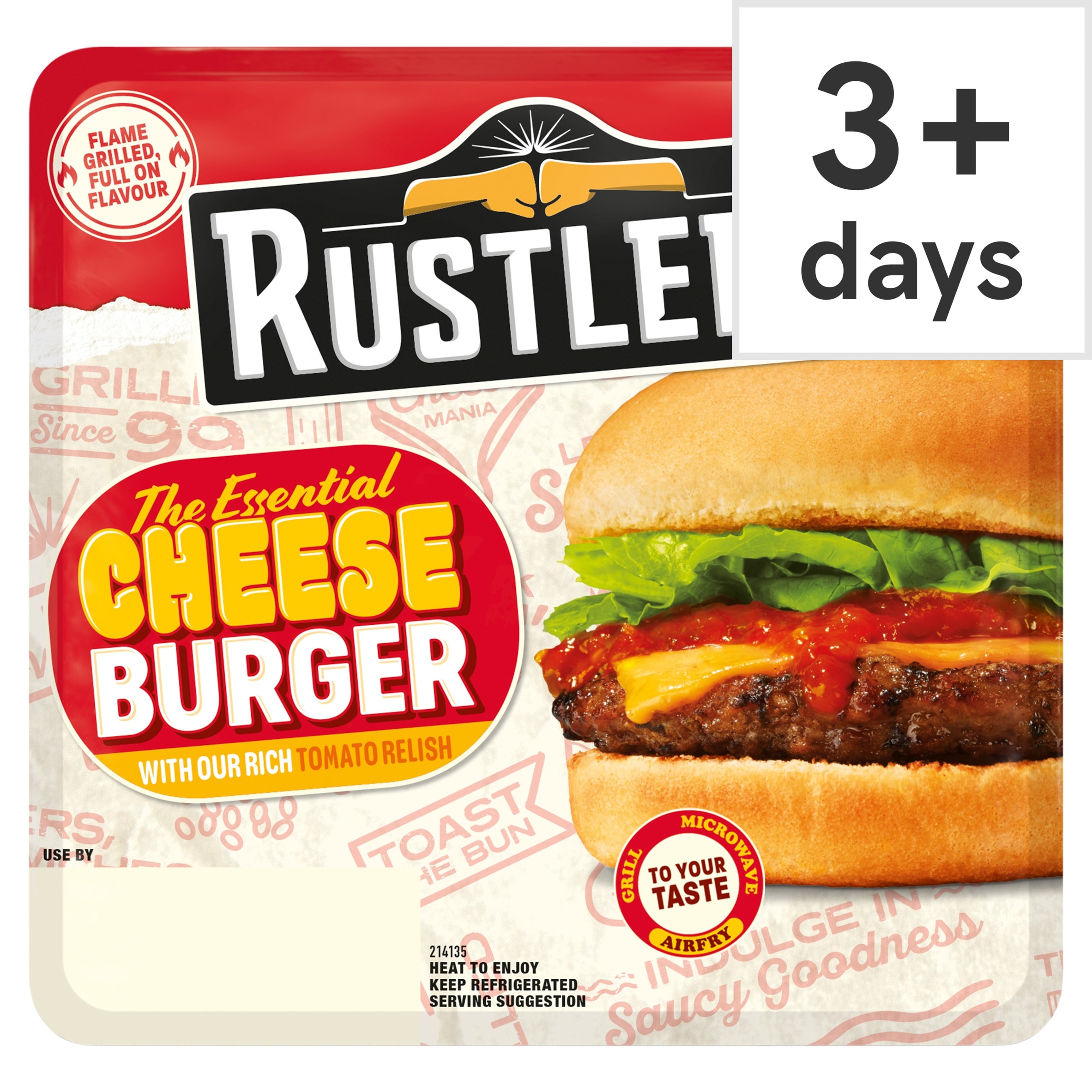 Rustlers The Essential Cheese Burger with Our Rich Tomato Relish 166g