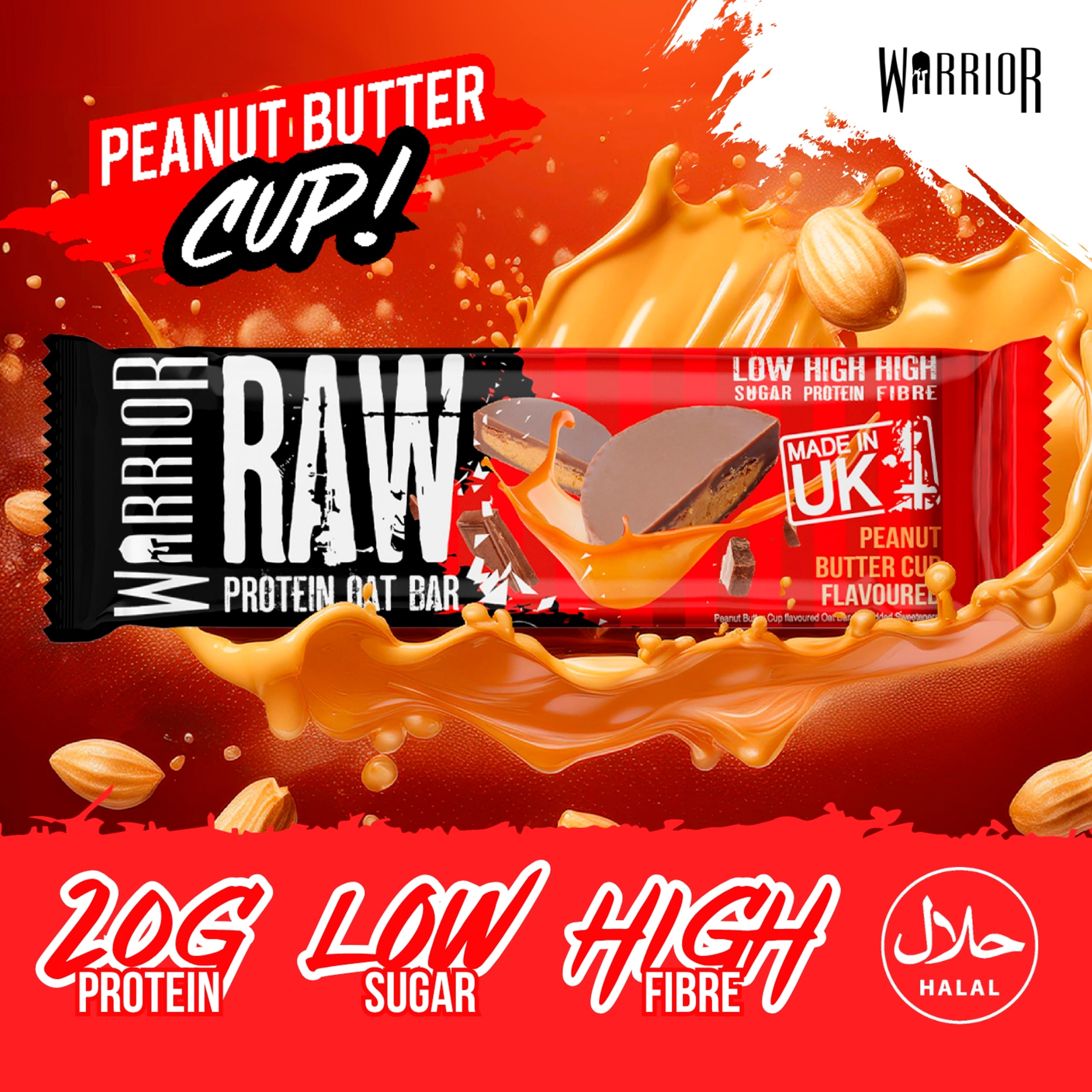 Warrior RAW Protein Flapjack Peanut Butter Cup 75g thumbnail 2