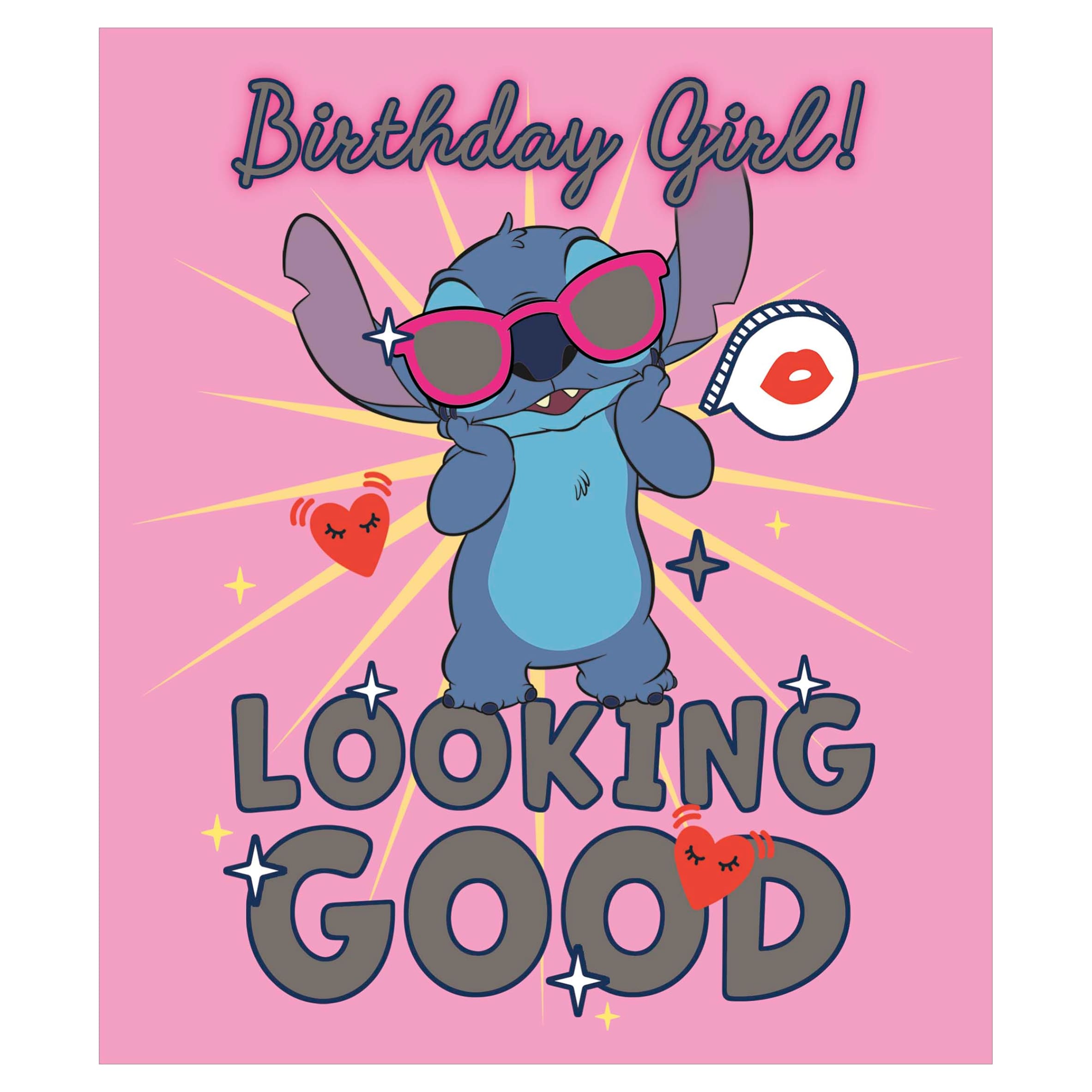 Carlton Birthday Card Birthday Girl! Looking Good (Disney Stitch)