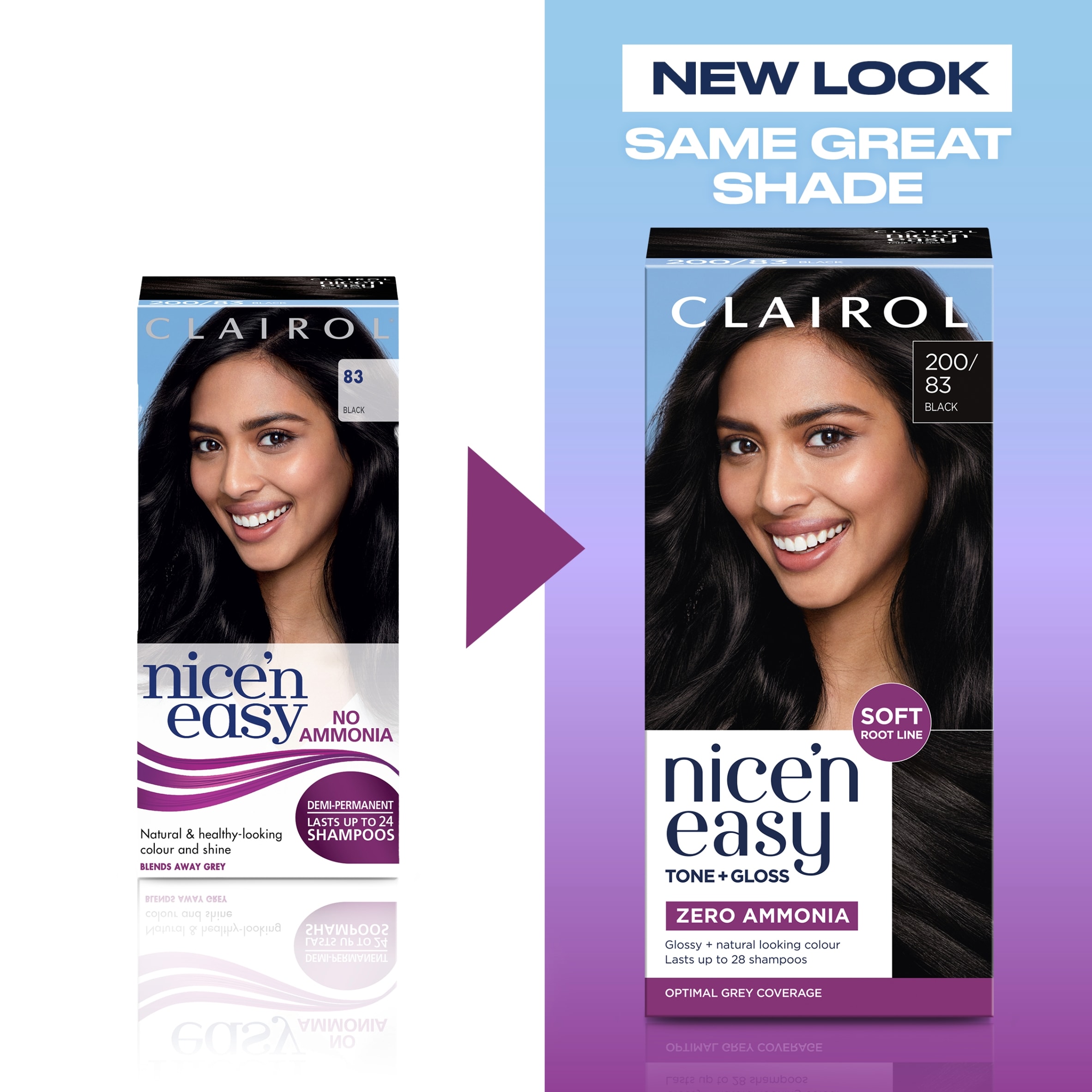 CLAIROL NICE'N EASY TONE+GLOSS SEMI PERMANENT HAIR DYE - 200/83 BLACK thumbnail 2