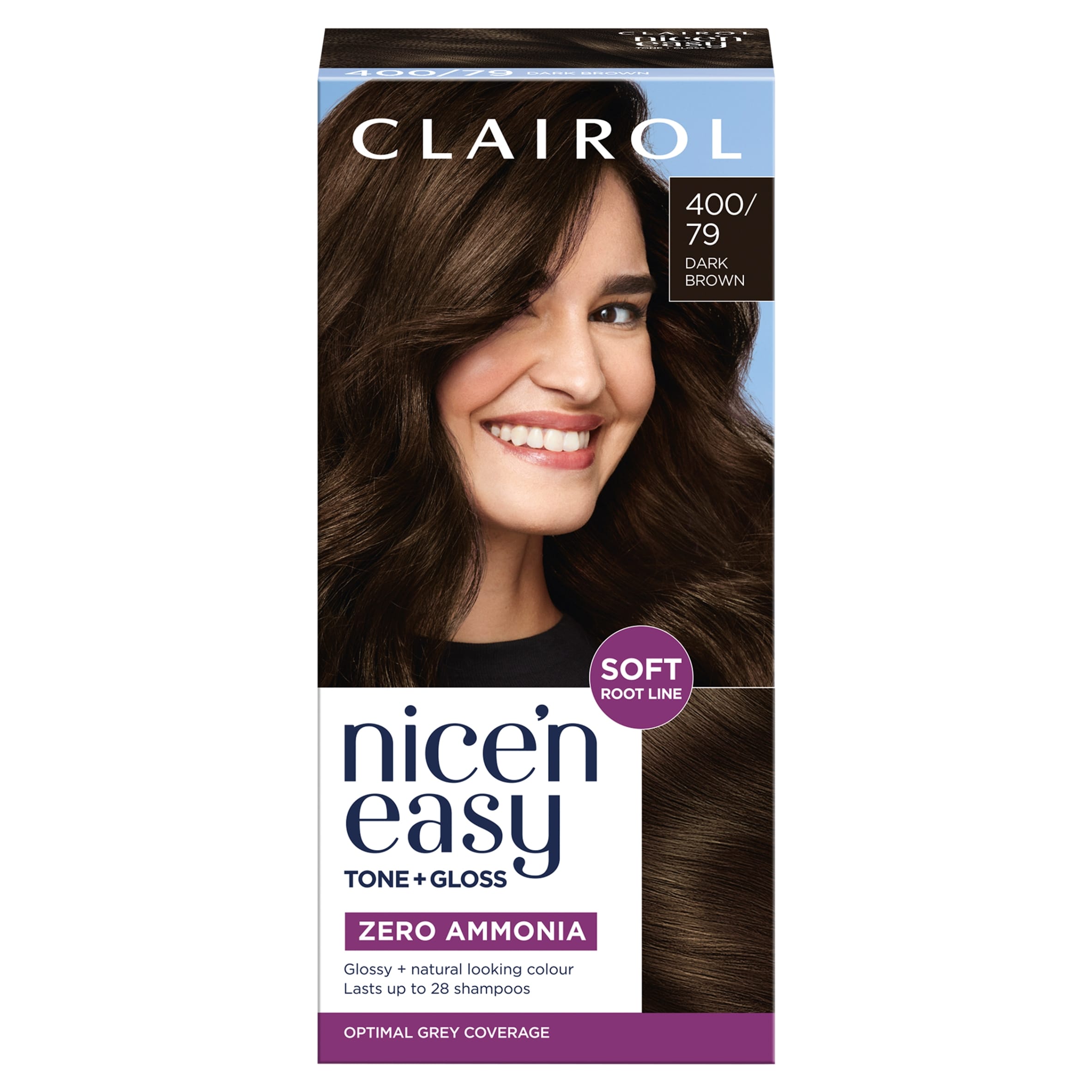 CLAIROL NICE'N EASY TONE+GLOSS SEMI PERMANENT HAIR DYE - 400/79 DARK BROWN
