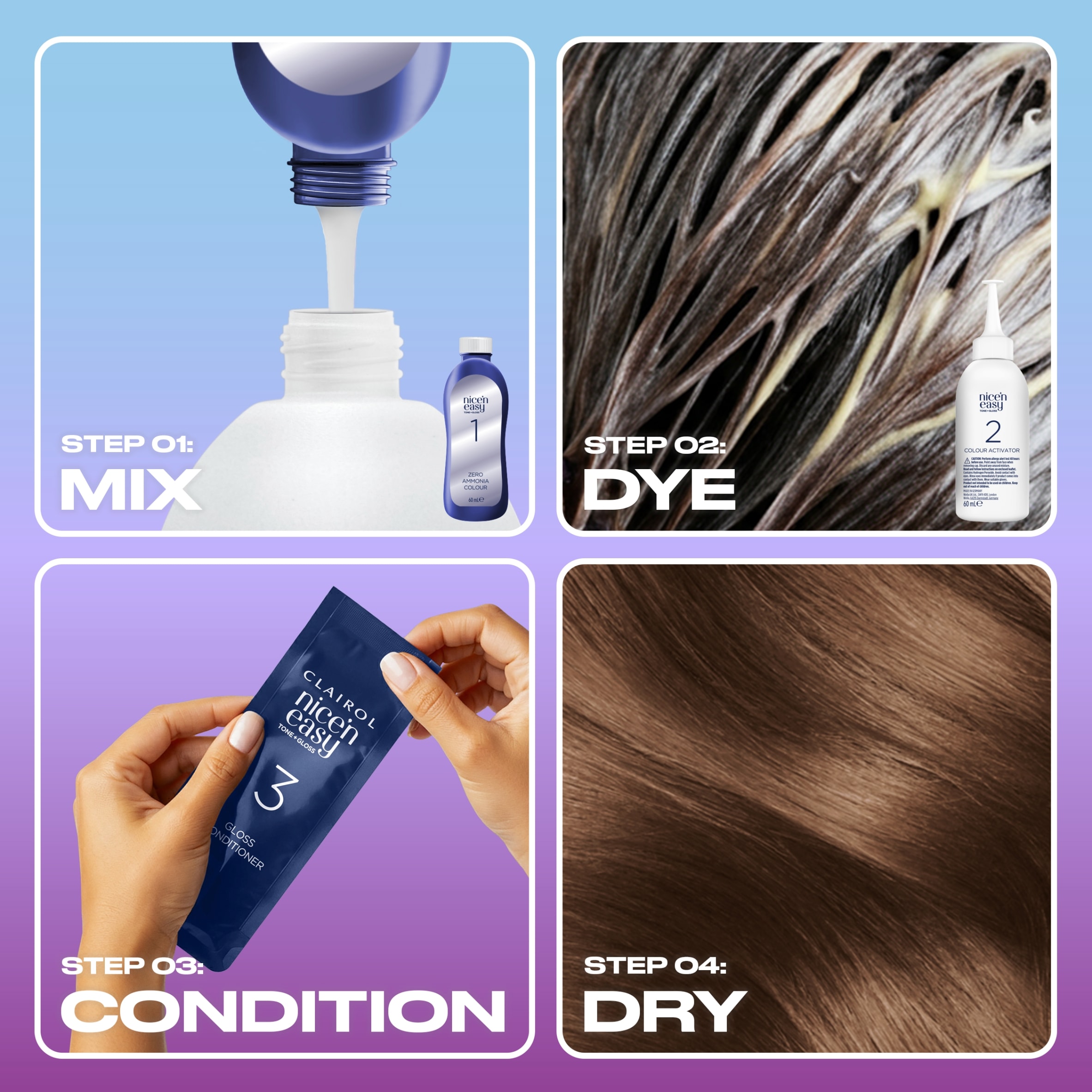 CLAIROL NICE'N EASY TONE+GLOSS SEMI PERMANENT HAIR DYE - 600/755 LIGHT BROWN thumbnail 5