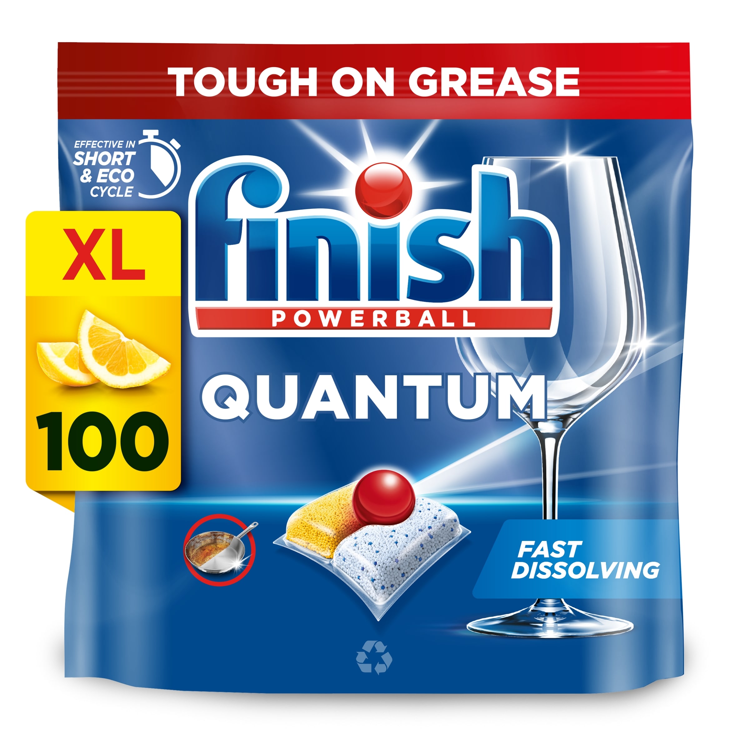 Finish Quantum All In One 100 Dishwasher Tablets Lemon 1040g 