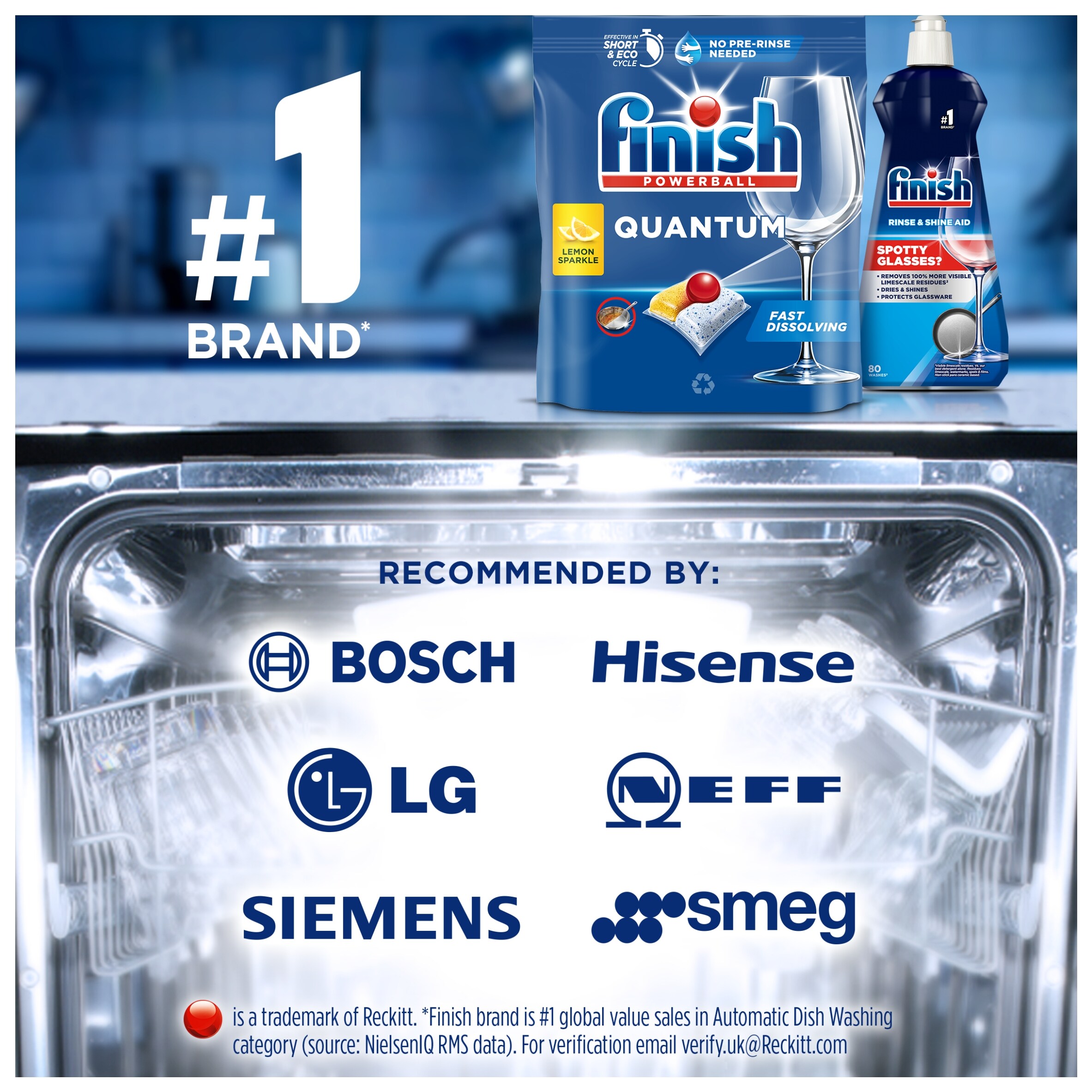 Finish Quantum All In One 100 Dishwasher Tablets Lemon 1040g  thumbnail 4
