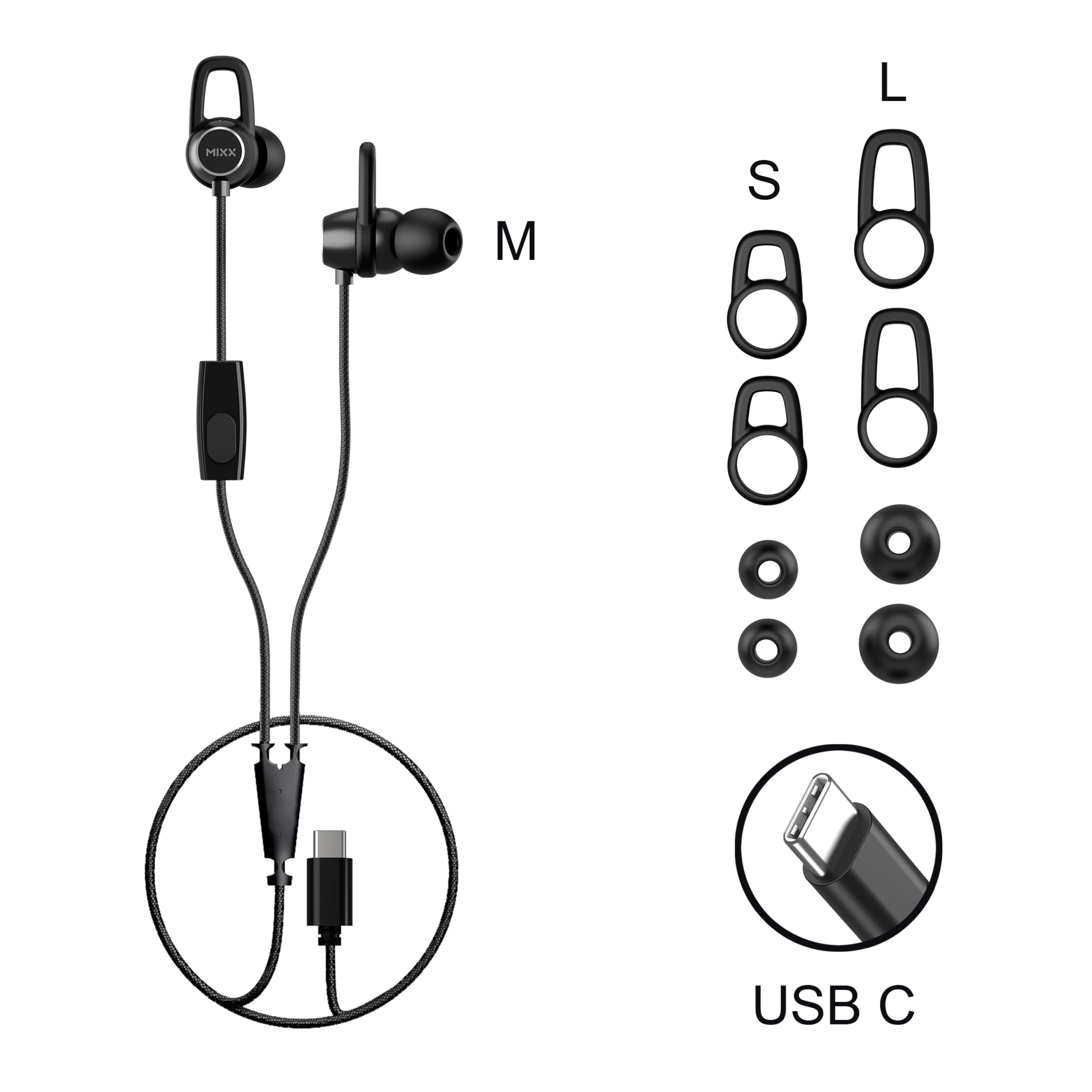 Mixx SoundPort C USB C Wired Earphones Black thumbnail 4