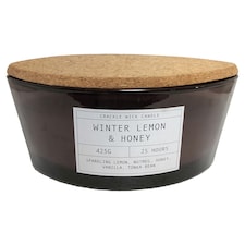 F&F Home Crackle Winter Lemon & Honey Candle 425g