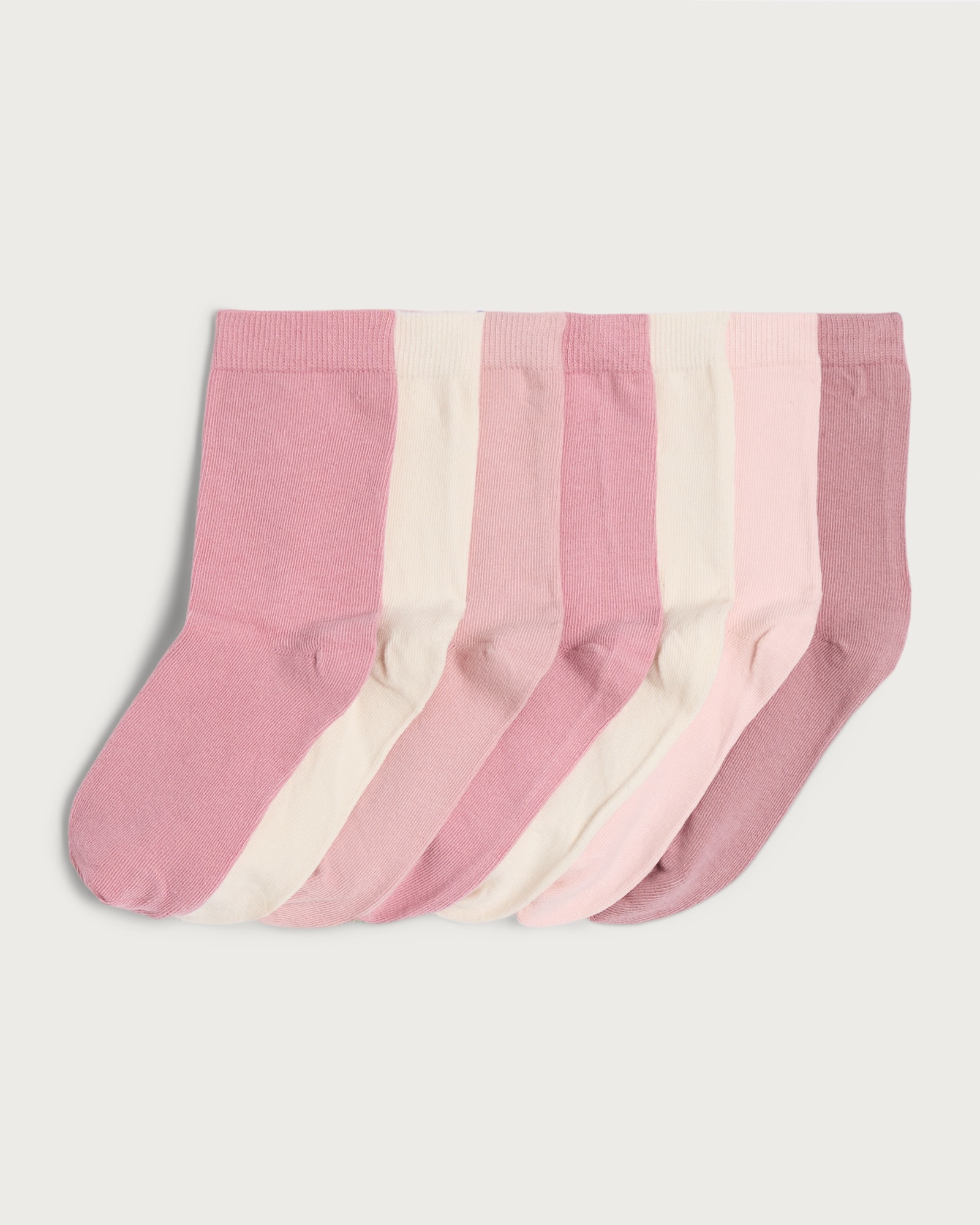 F&F Girls 7-Pack Cotton Rich Ankle Socks in Pink