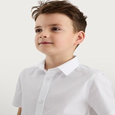 F&F School Boys 3-Pack Cotton Blend Slim Fit Short Sleeved Shirts in White thumbnail 2