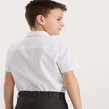F&F School Boys 3-Pack Cotton Blend Slim Fit Short Sleeved Shirts in White thumbnail 3