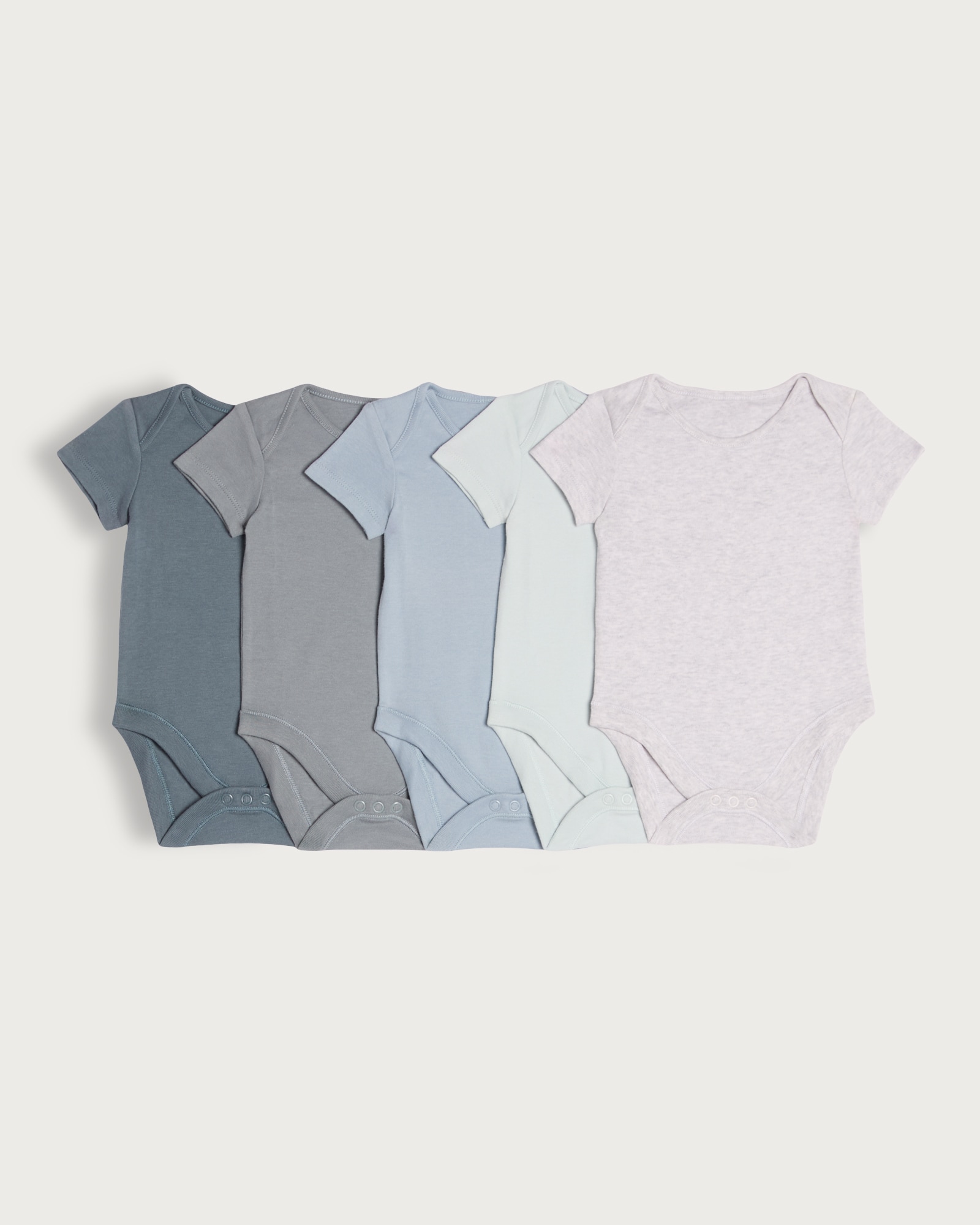F&F Baby 5-Pack Pure Cotton Short Sleeved Bodysuits in Blue