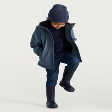 F&F Boys Fleece Lined Hooded Anorak Jacket in Blue thumbnail 2