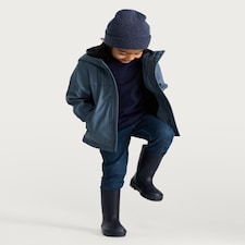 F&F Boys Fleece Lined Hooded Anorak Jacket in Blue thumbnail 2