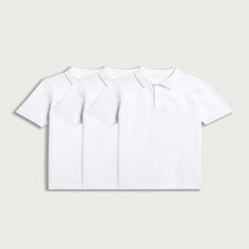 F&F School Unisex 3-Pack Pure Cotton Regular Fit Polo Shirts in White thumbnail 2