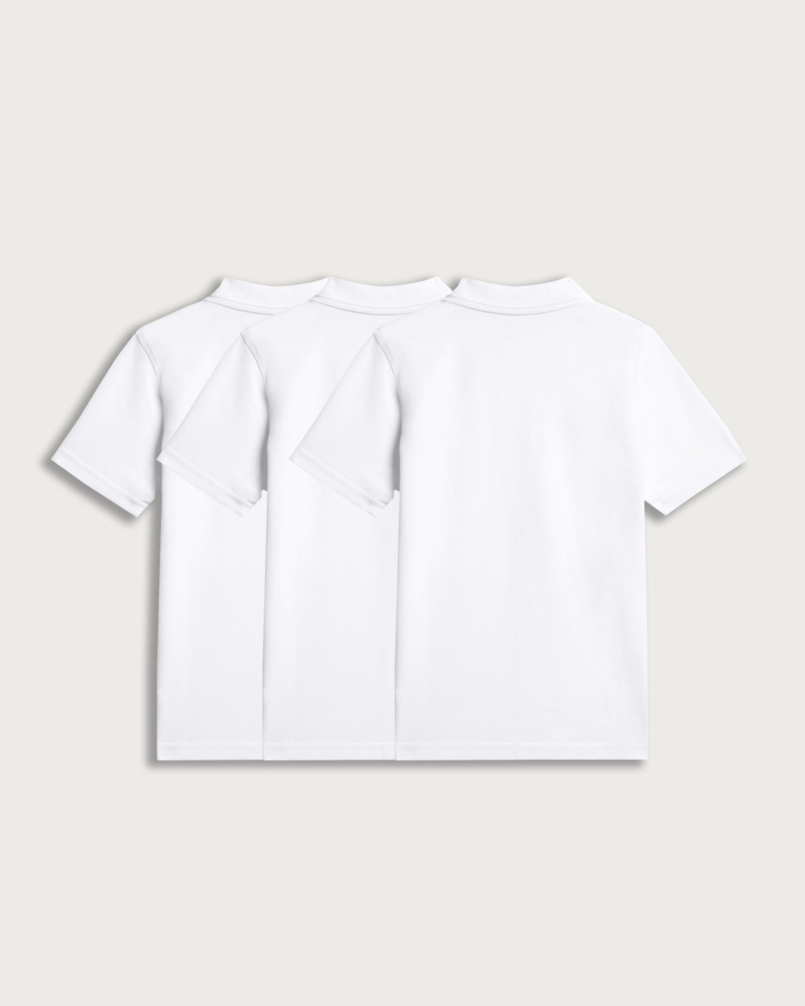 F&F School Unisex 3-Pack Pure Cotton Regular Fit Polo Shirts in White thumbnail 4