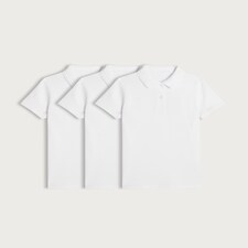 F&F School Girls 3-Pack Pure Cotton Regular Fit Collared Polo Shirts in White thumbnail 4