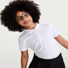 F&F School Girls 3-Pack Pure Cotton Regular Fit Collared Polo Shirts in White