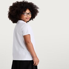 F&F School Girls 3-Pack Pure Cotton Regular Fit Collared Polo Shirts in White thumbnail 3