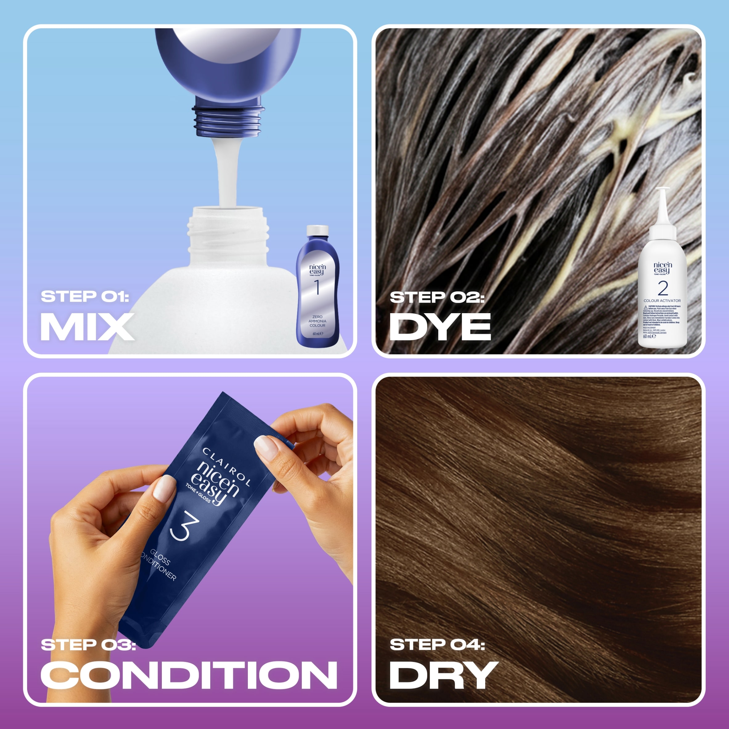 CLAIROL NICE'N EASY TONE+GLOSS SEMI PERMANENT HAIR DYE - 537/78 MEDIUM GOLDEN BROWN thumbnail 5
