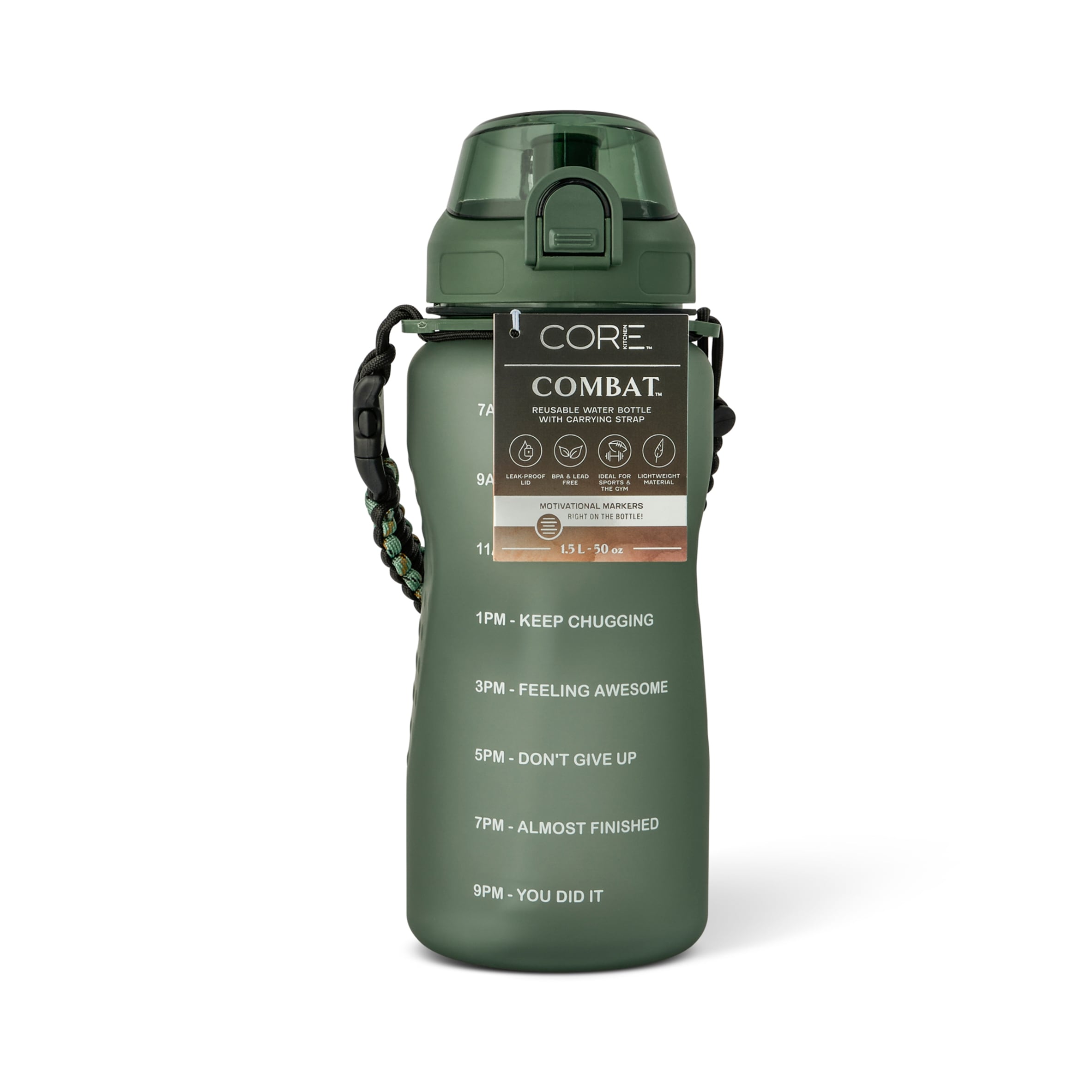 Core Kitchen Green Combat Water Bottle 1.5L