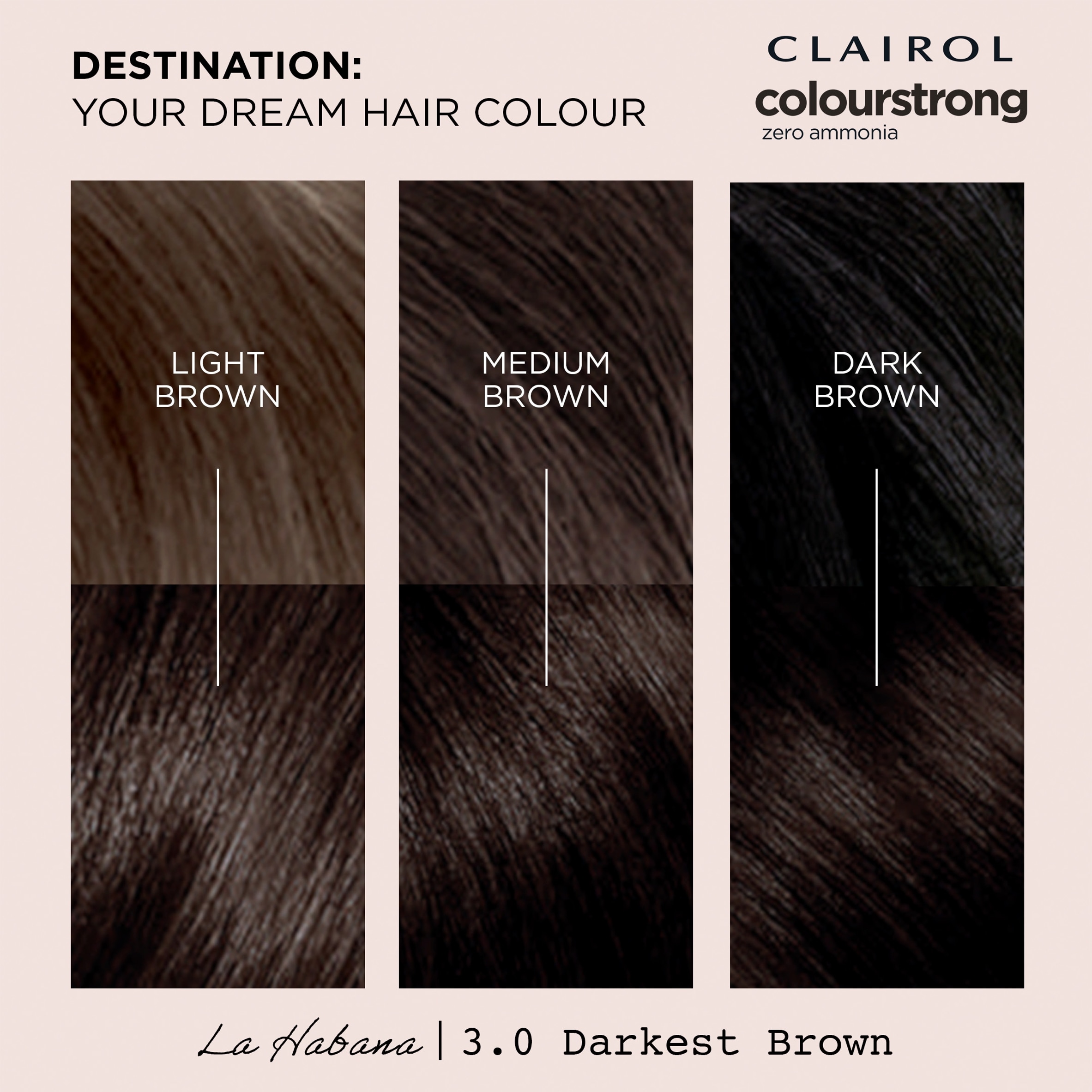 CLAIROL COLOUR STRONG PERMANENT HAIR DYE - 3.0 DARKEST BROWN thumbnail 2