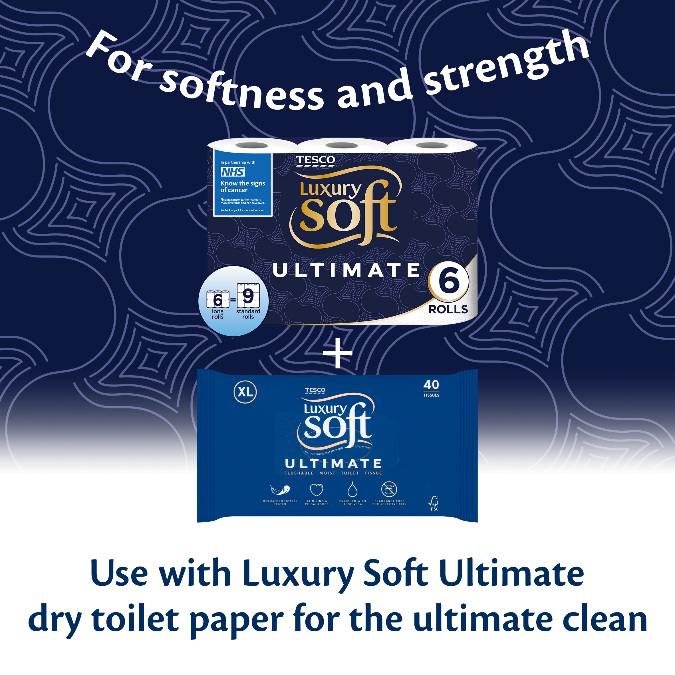 Tesco Luxury Soft Ultimate XL Flushable Moist Toilet Tissues 40 Pack thumbnail 2