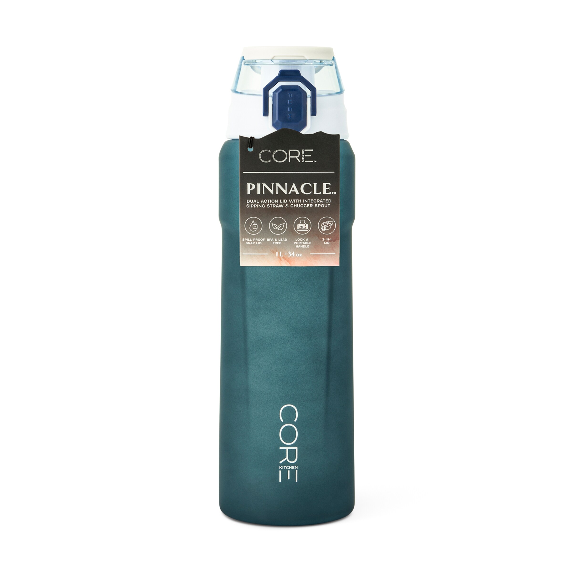 Core Kitchen Blue Pinnacle Dual Function Water Bottle 1L