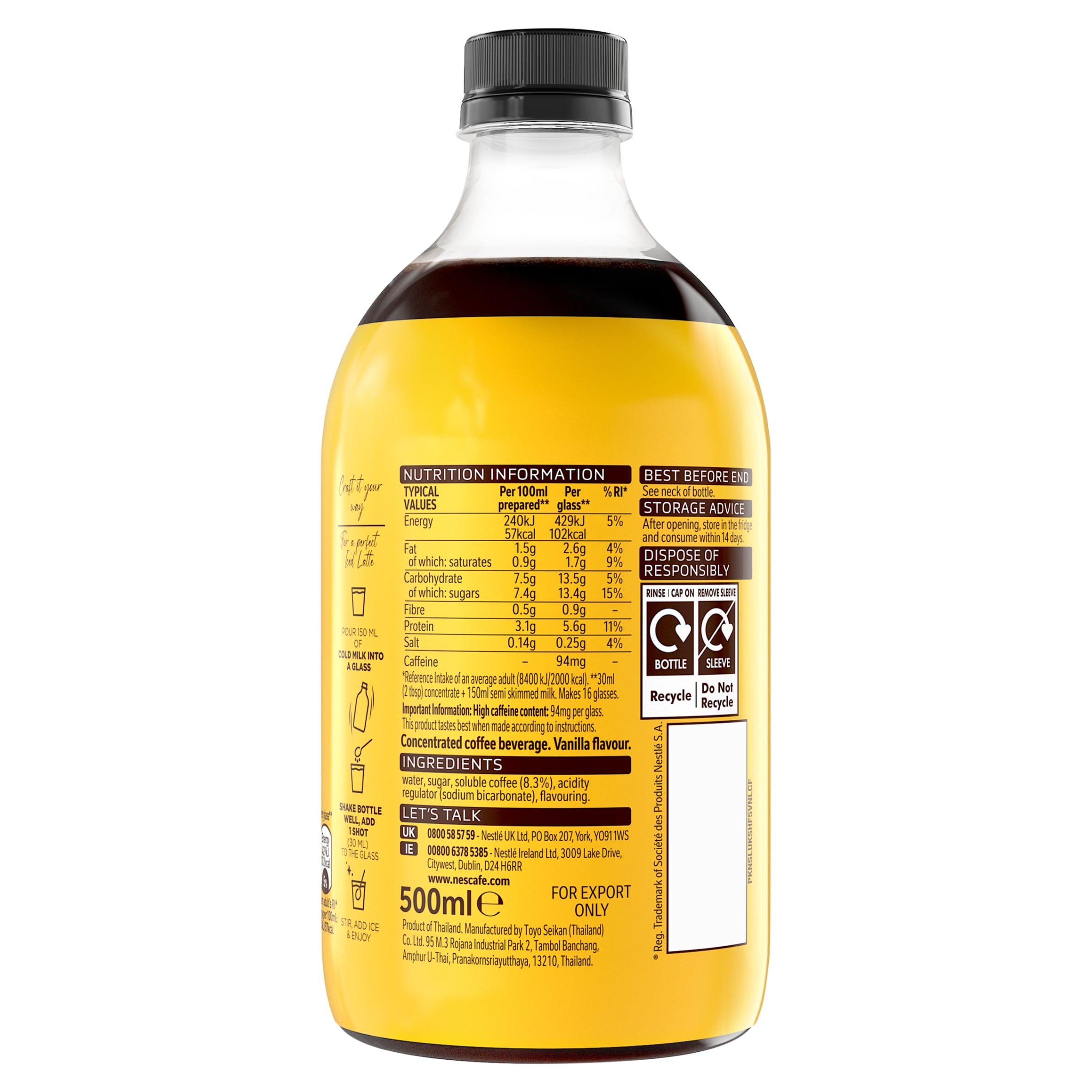 Nescafe Iced Coffee Espresso Concentrated Vanilla Flavour 500ml thumbnail 2