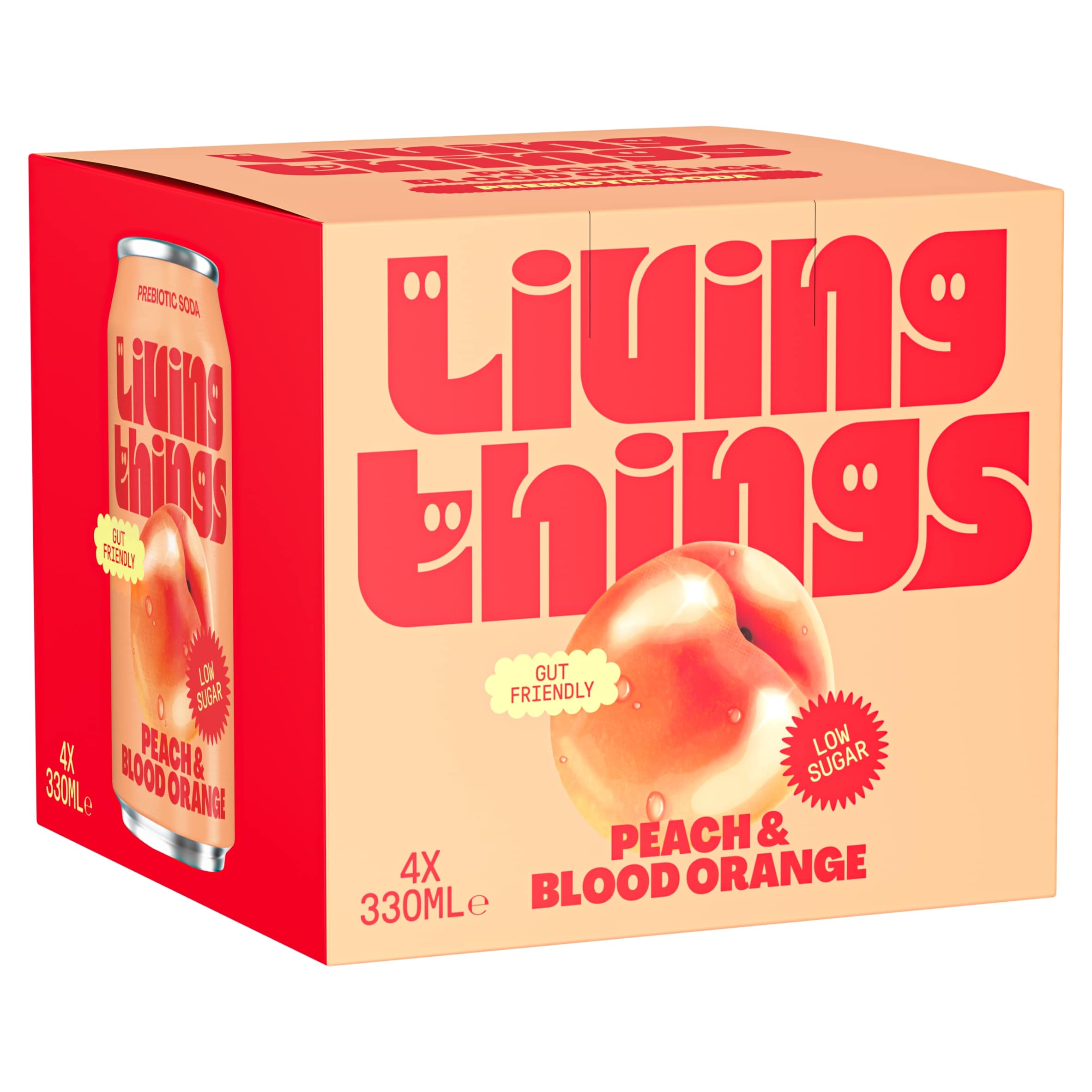 Living Things Peach & Blood Orange Prebiotic Soda