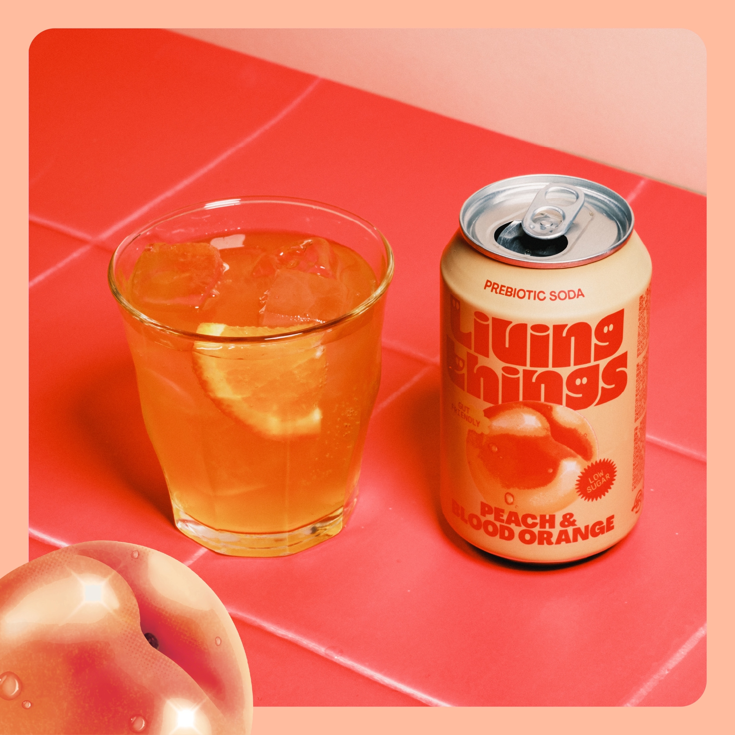 Living Things Peach & Blood Orange Soda 4x 330ml thumbnail 2