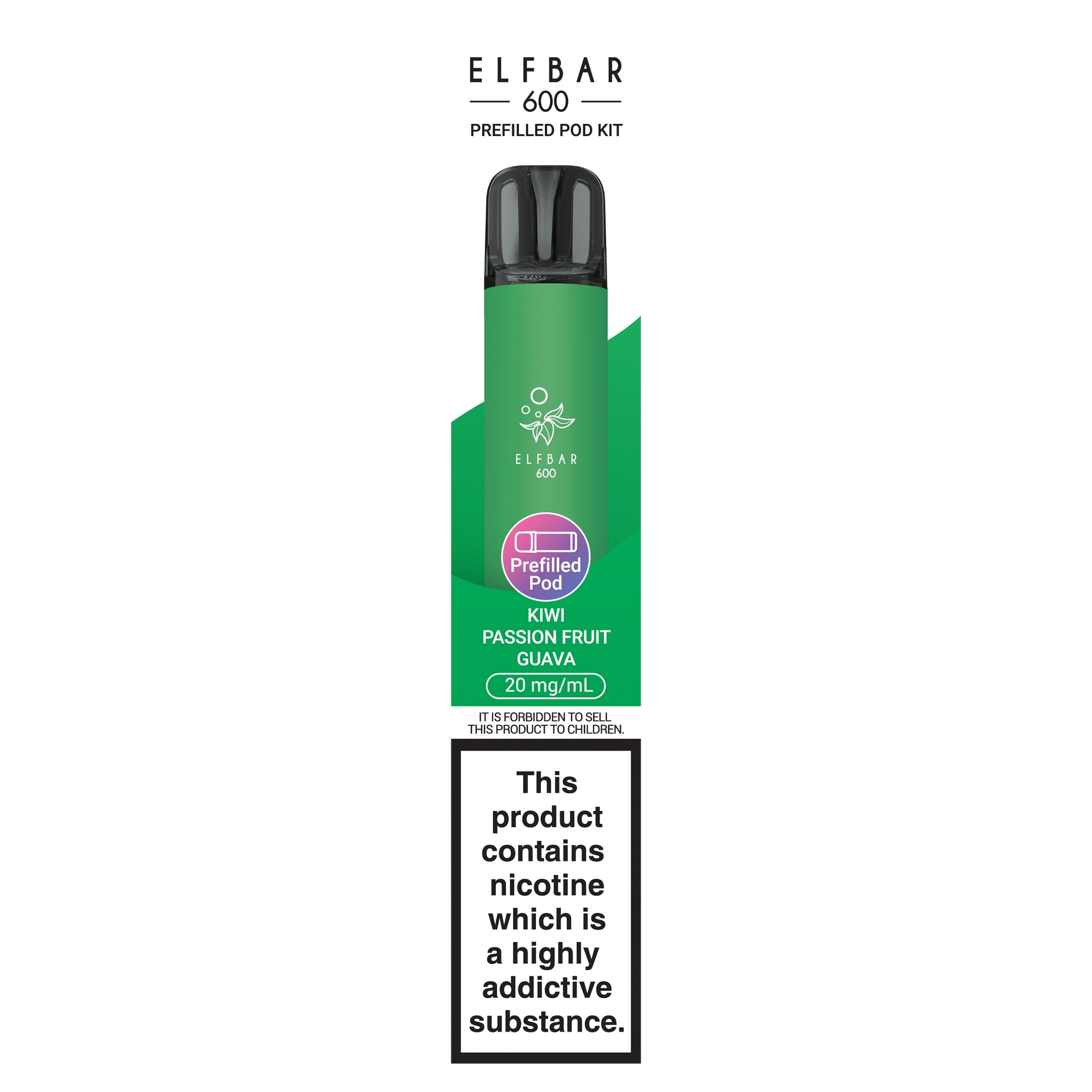 Elf Bar 600 Kiwi Passion Fruit Guava Prefilled Pod Kit 20mg/ml