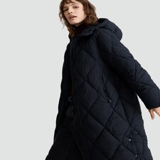 F&F Quilted Longline Shower Resistant Zip Up Coat in Black thumbnail 2