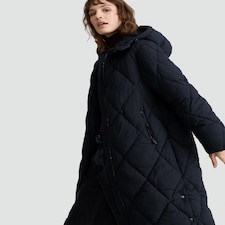 F&F Quilted Longline Shower Resistant Zip Up Coat in Black thumbnail 2