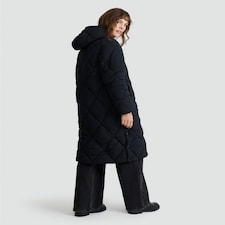 F&F Quilted Longline Shower Resistant Zip Up Coat in Black thumbnail 3