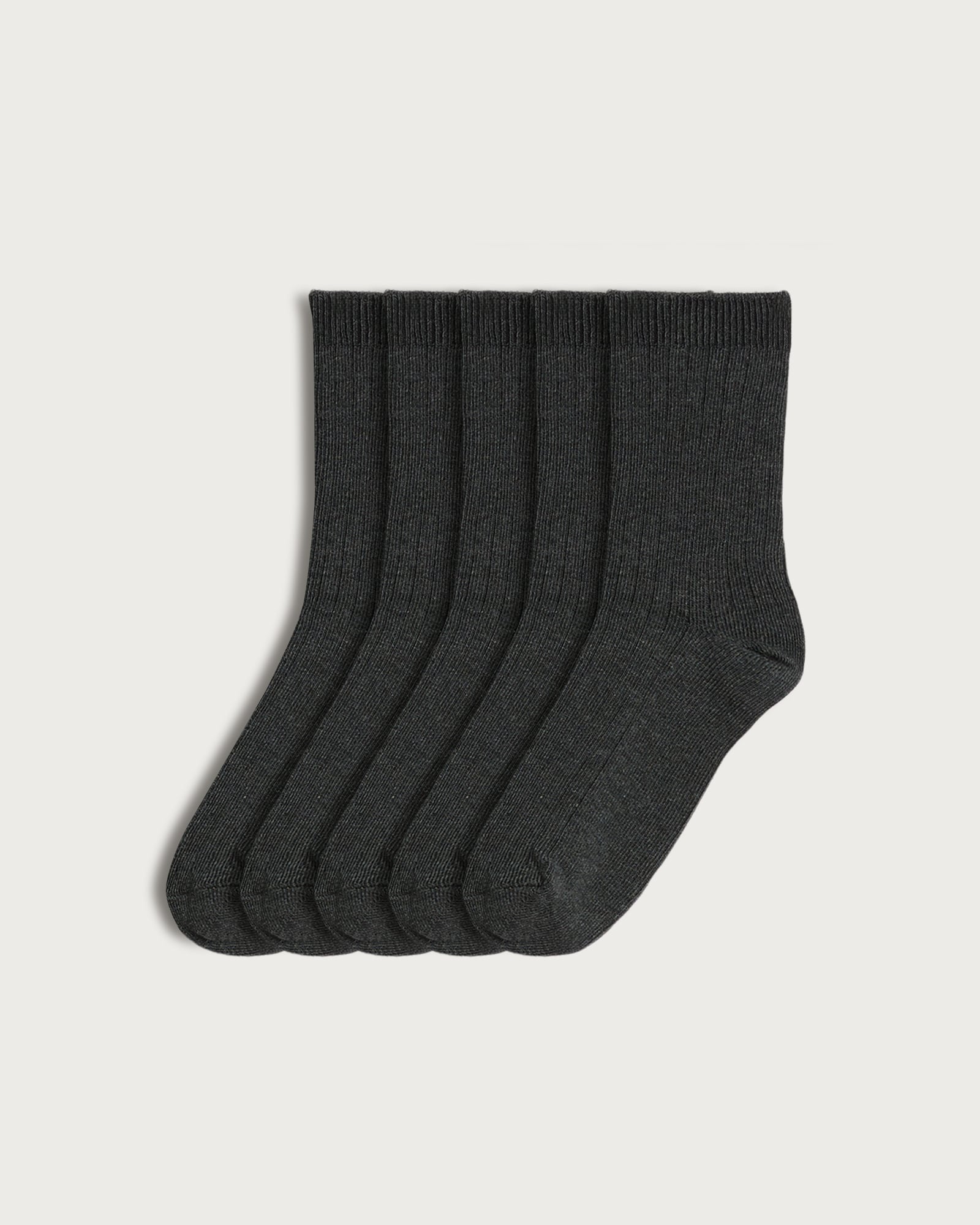 F&F Boys 5-Pack Cotton Blend Ribbed Ankle Socks  in Grey