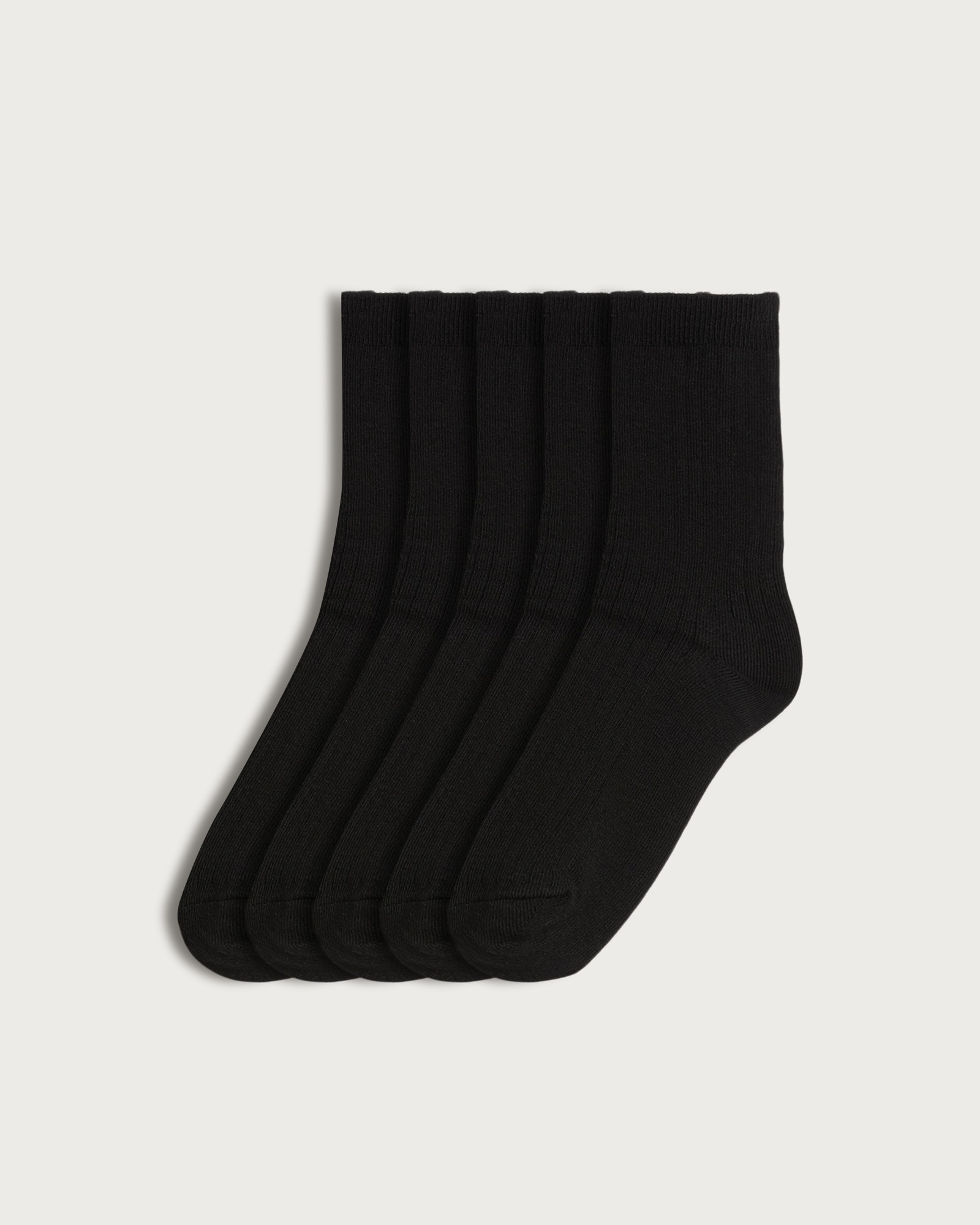 F&F Boys 5-Pack Cotton Rich Ribbed Ankle Socks  in Black