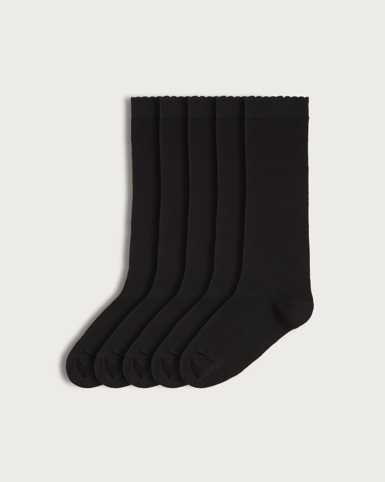 F&F Girls 5-Pack Cotton Rich Knee High Socks in Black