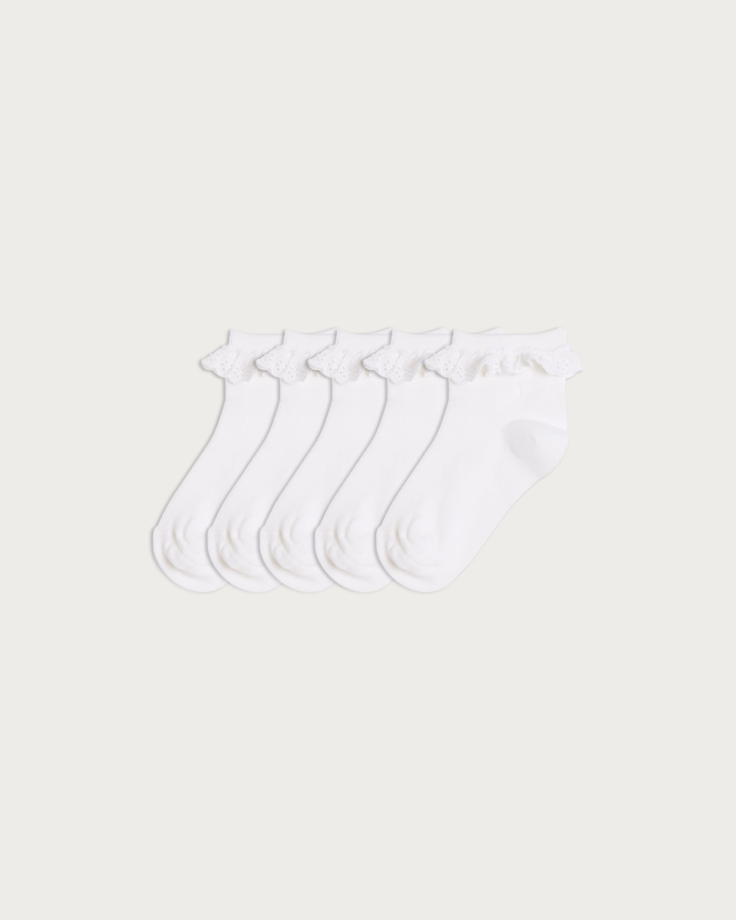 F&F School Girls 5-Pack Cotton Rich Frilly Ankle Socks in White