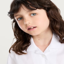 F&F School Girls 3-Pack Cotton Blend Revere Collared Shirts in White