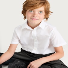 F&F School Boys 3-Pack Regular Fit Short Sleeved Shirts in White